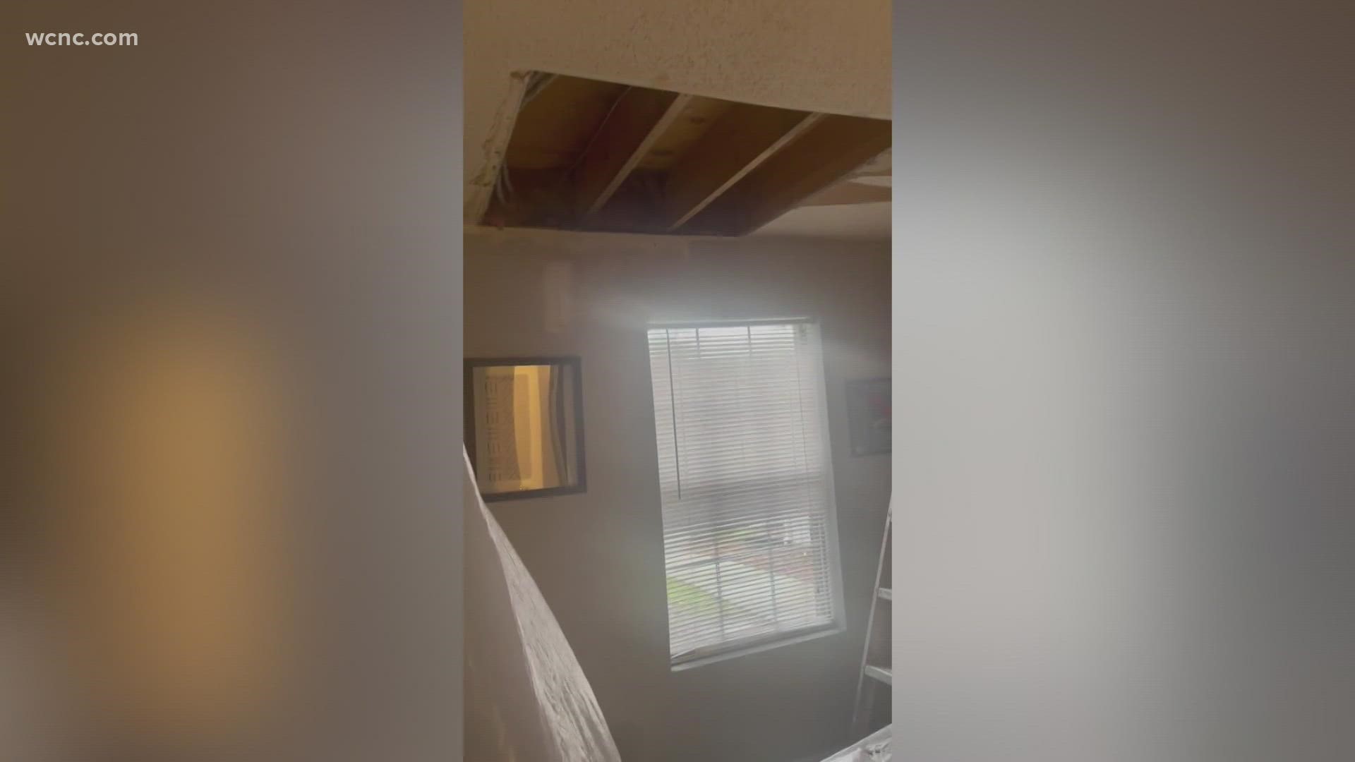 A resident said it took a week for apartment maintenance to repair the ceiling. Now, he's seeking more compensation for damaged personal items.