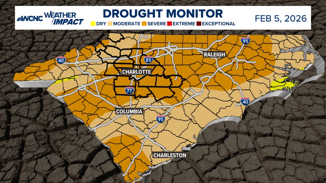 Nearly all of North Carolina under a moderate or severe drought