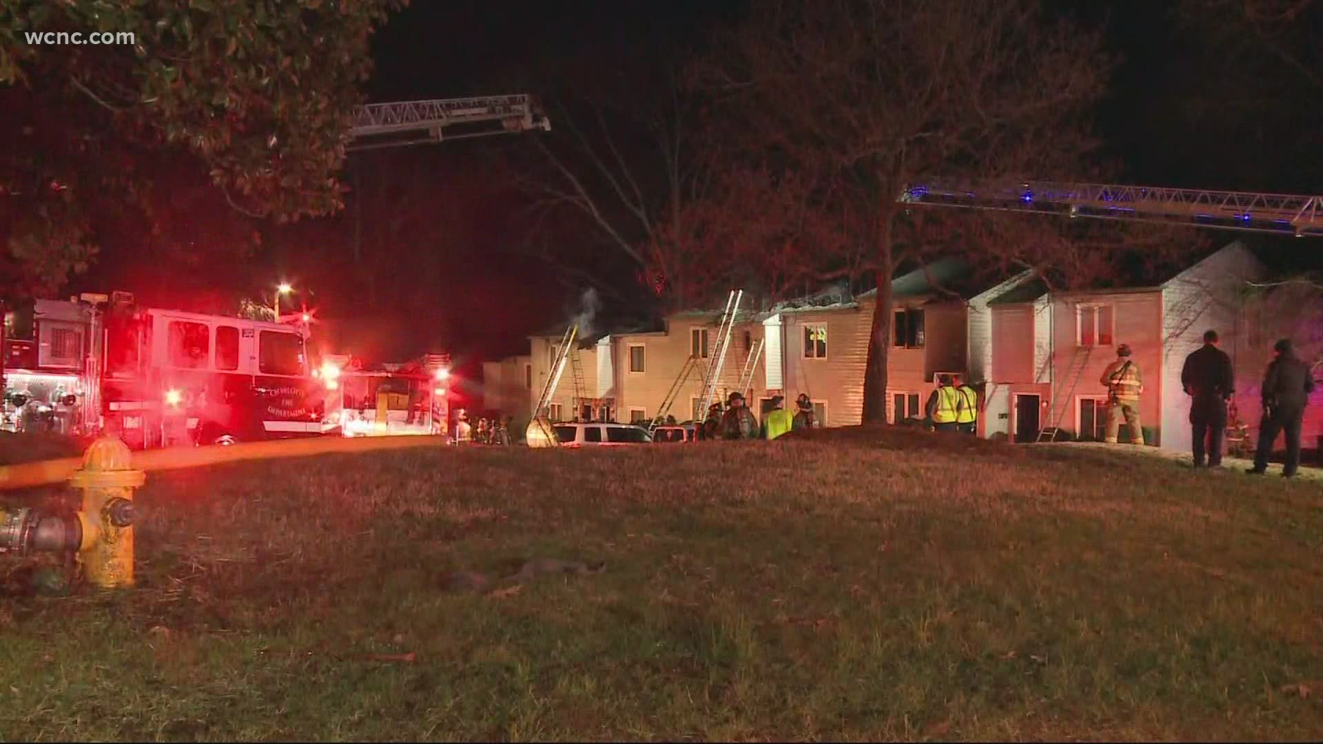 Multiple families are without a home after a massive fire ripped through a condominium building in south Charlotte early Wednesday morning. No one was injured.