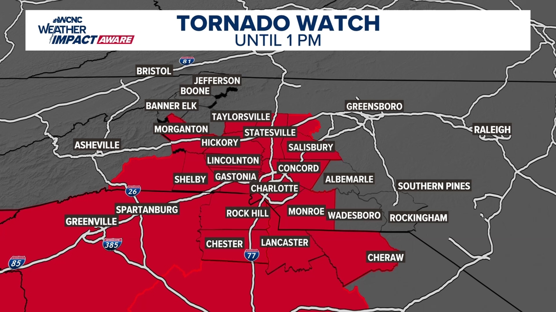 LIVE RADAR Tornado watch issued for Charlotte area