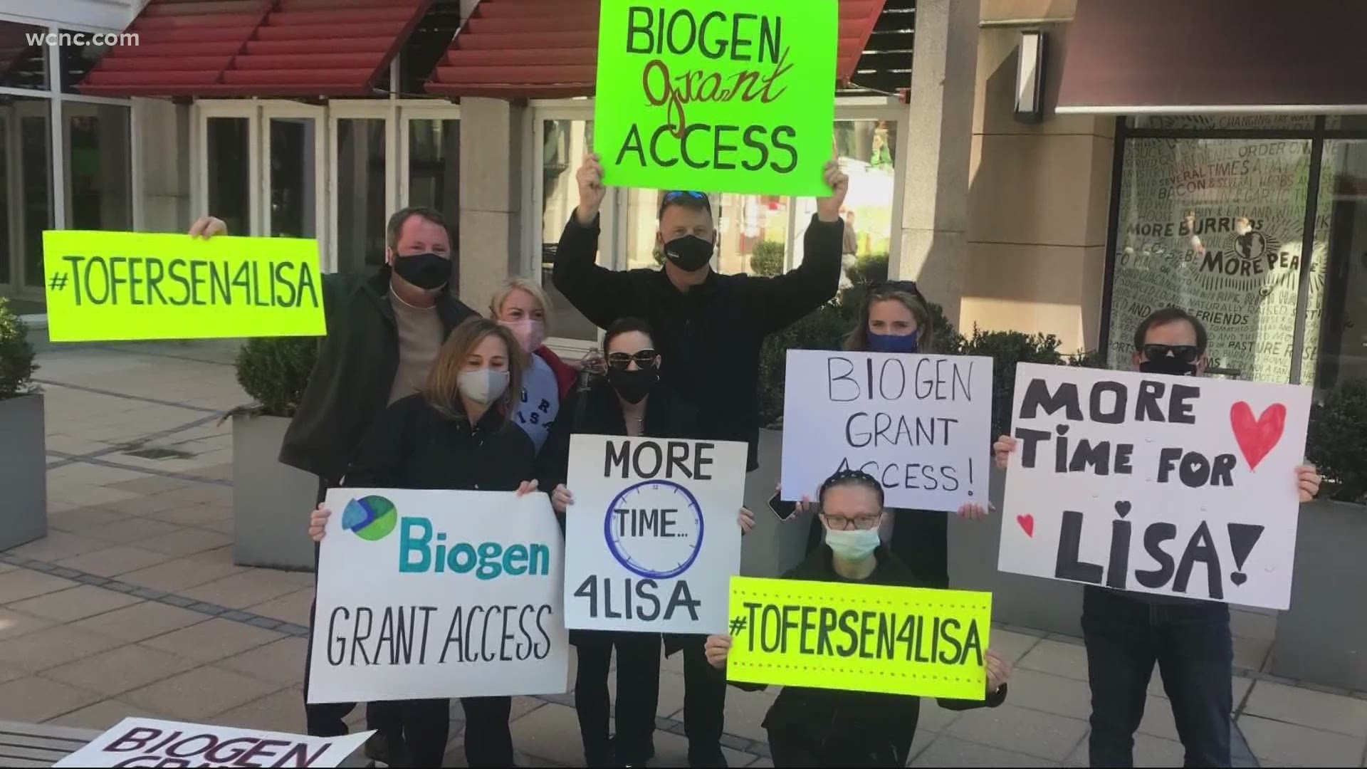People supporting Lisa Stockman-Mauriello marched to Biogen's HQ to make their voices heard to persuade them to let her have a drug she needs to live longer.