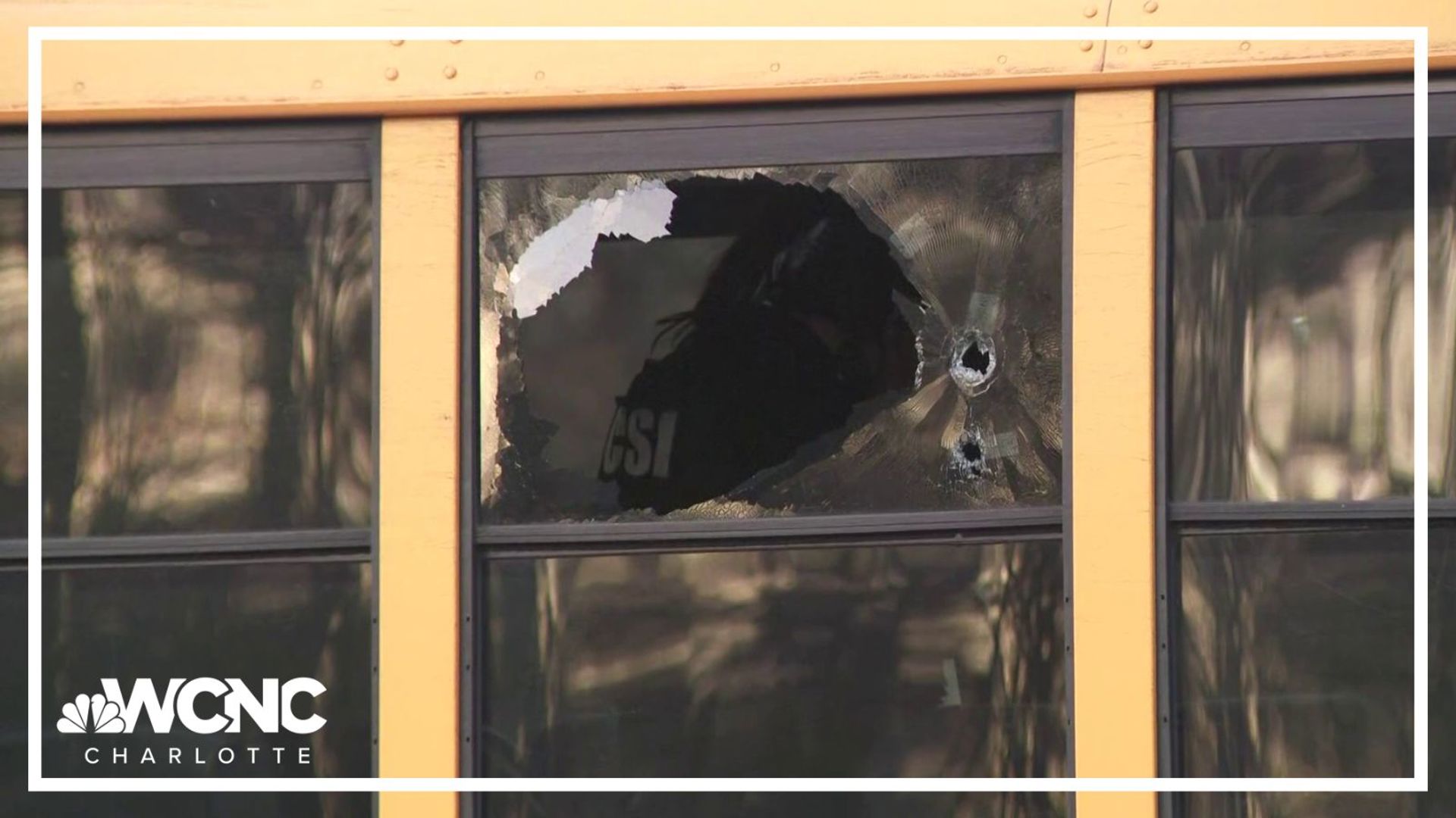 A school bus was shot into in east Charlotte on Monday afternoon. Police haven't given any details on the incident.