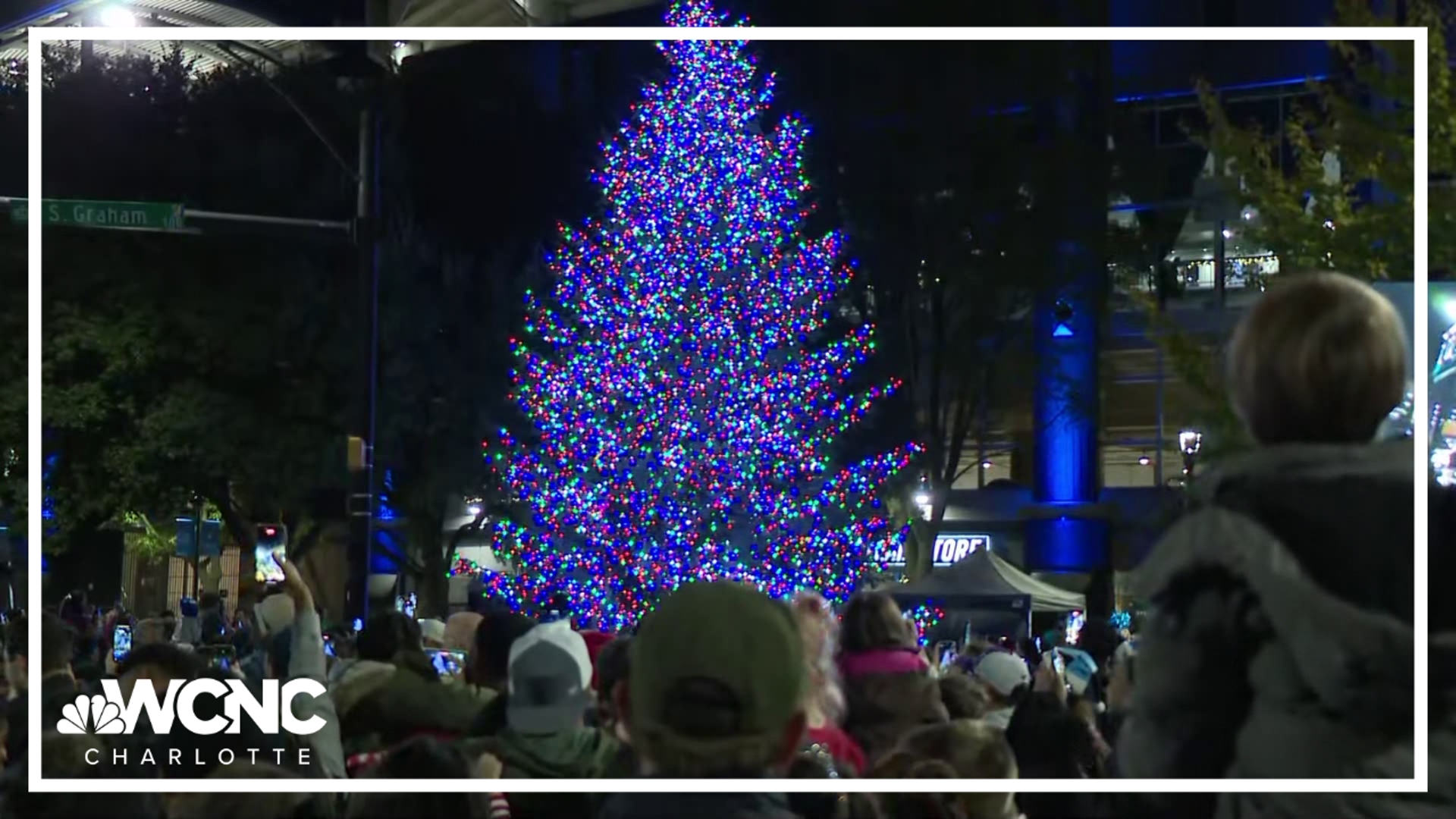 The Carolina Panthers and Charlotte FC light the tree at Bank of America Stadium!