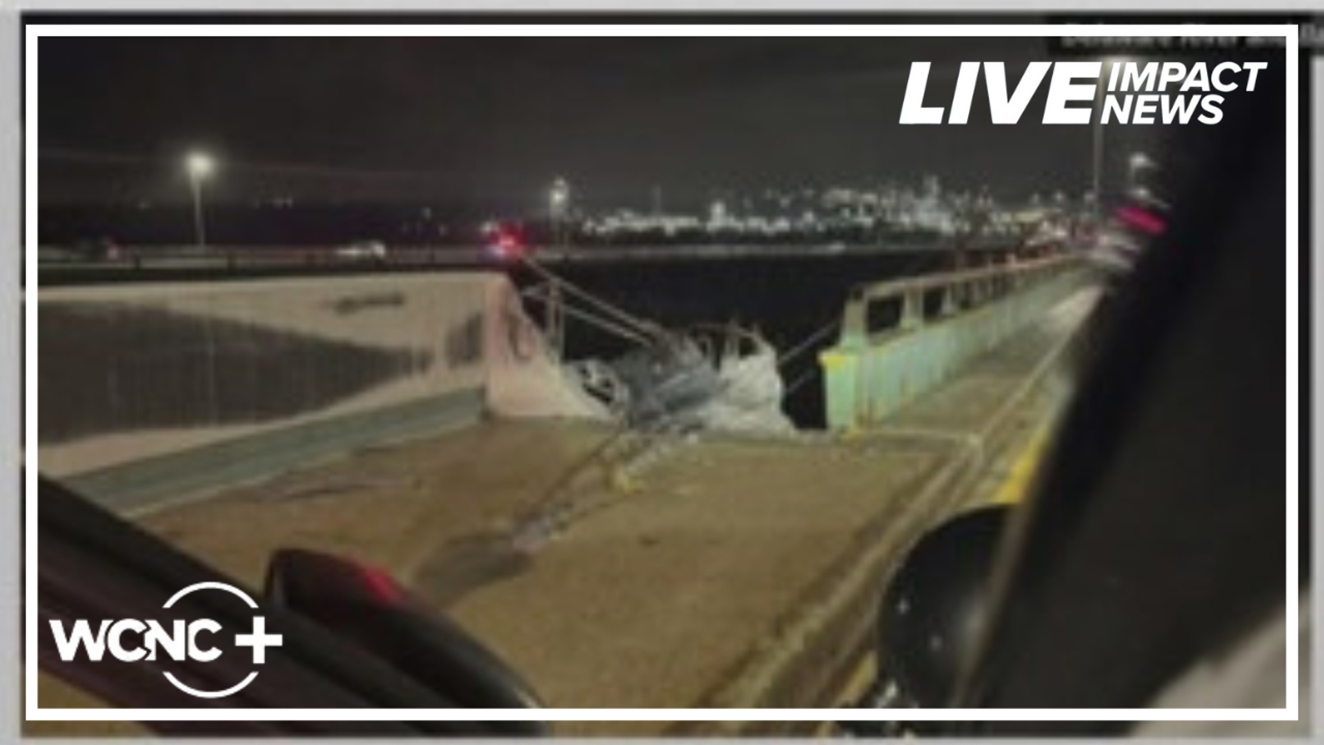A tractor traveling on the Delaware Memorial Bridge near New Castle crashed and plummeted off the bridge overnight on Friday. 