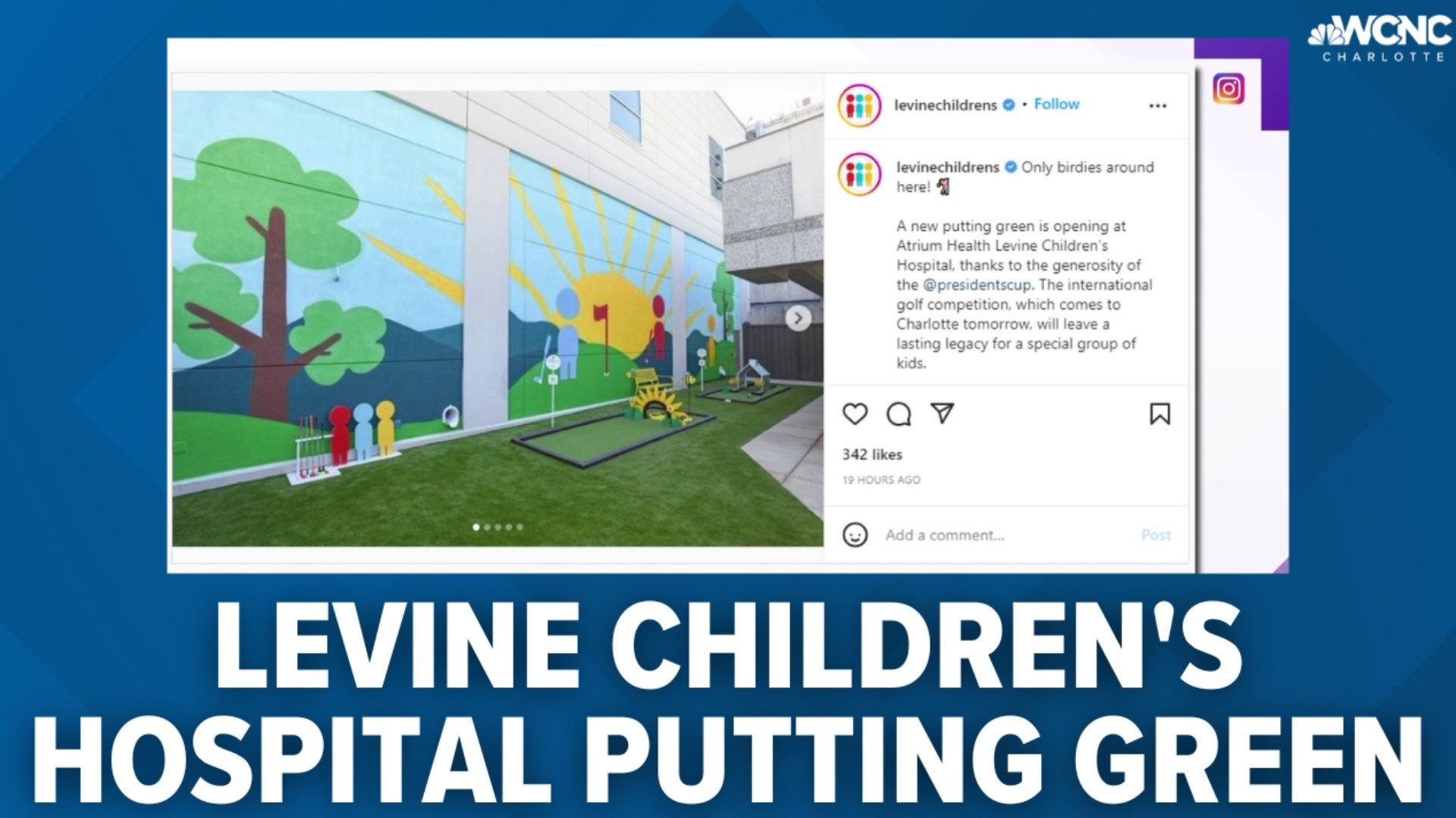 The President Cup provided Levine Children's Hospital practice greens to bring smiles to the children.