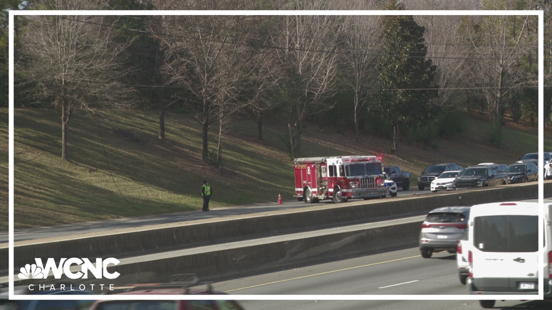 Traffic appears to be flowing once again on Independence Boulevard and power is restored for thousands after lines fell onto the road.