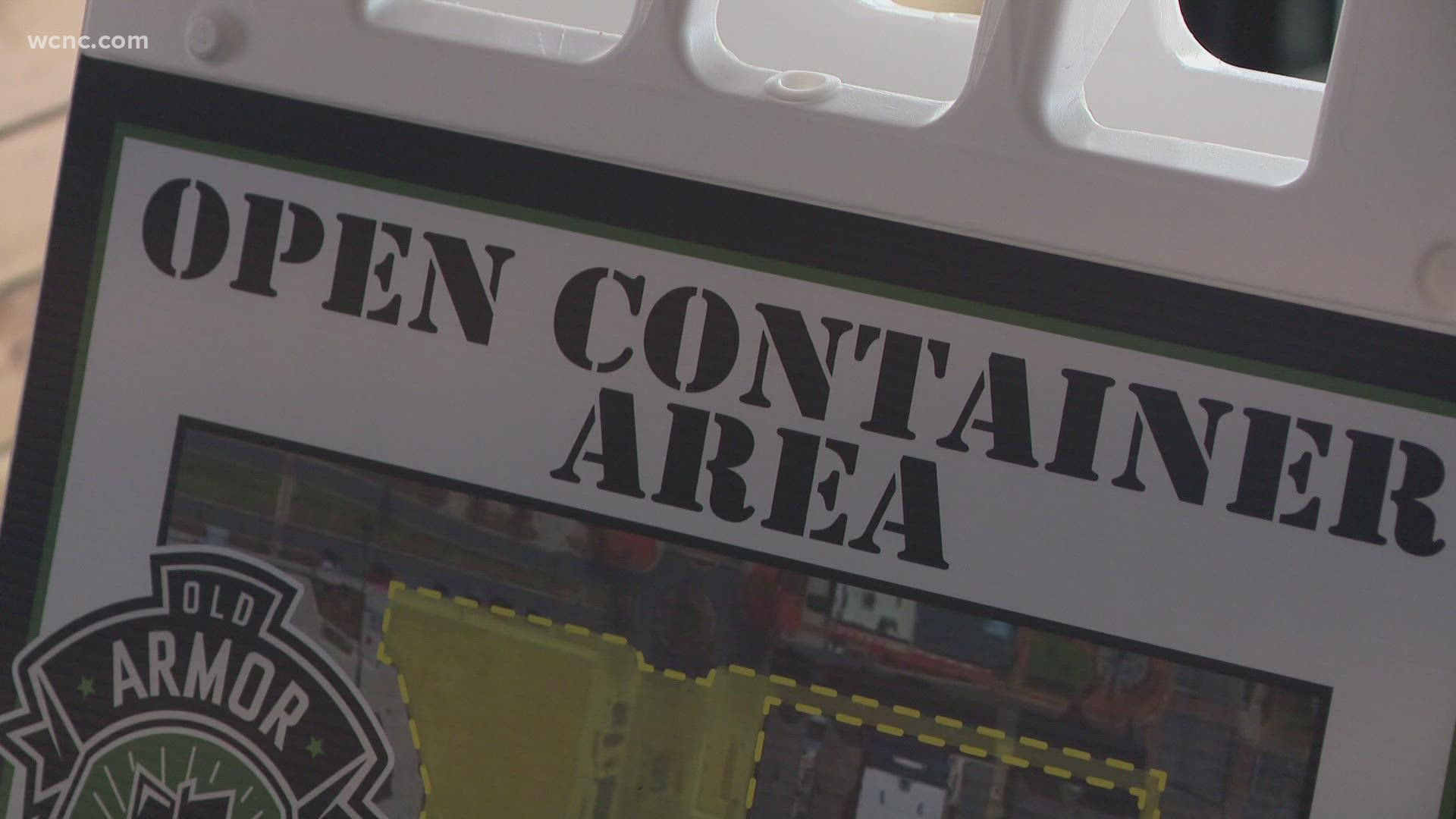Briana Harper takes a look at the new area where patrons can drink outside.