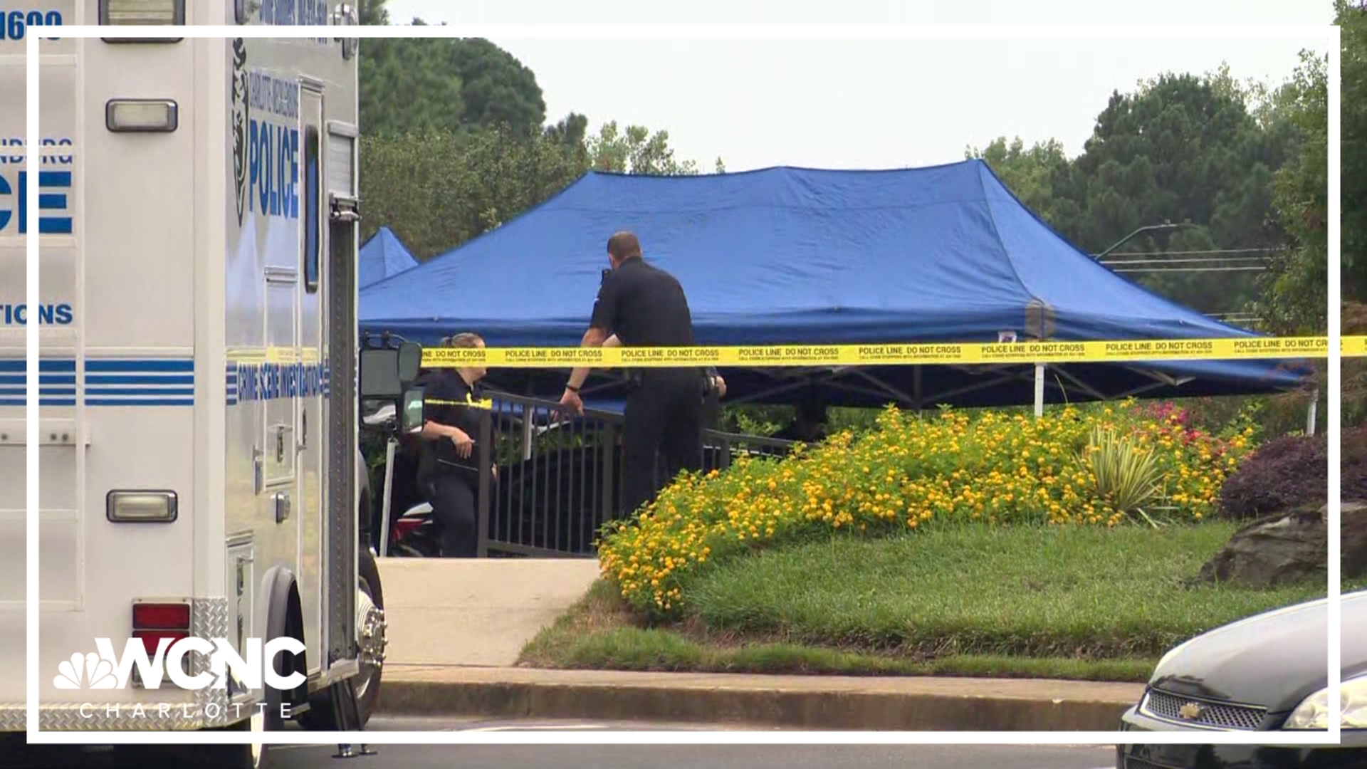 CMPD says a man was found dead in a car at a Ballantyne apartment complex.