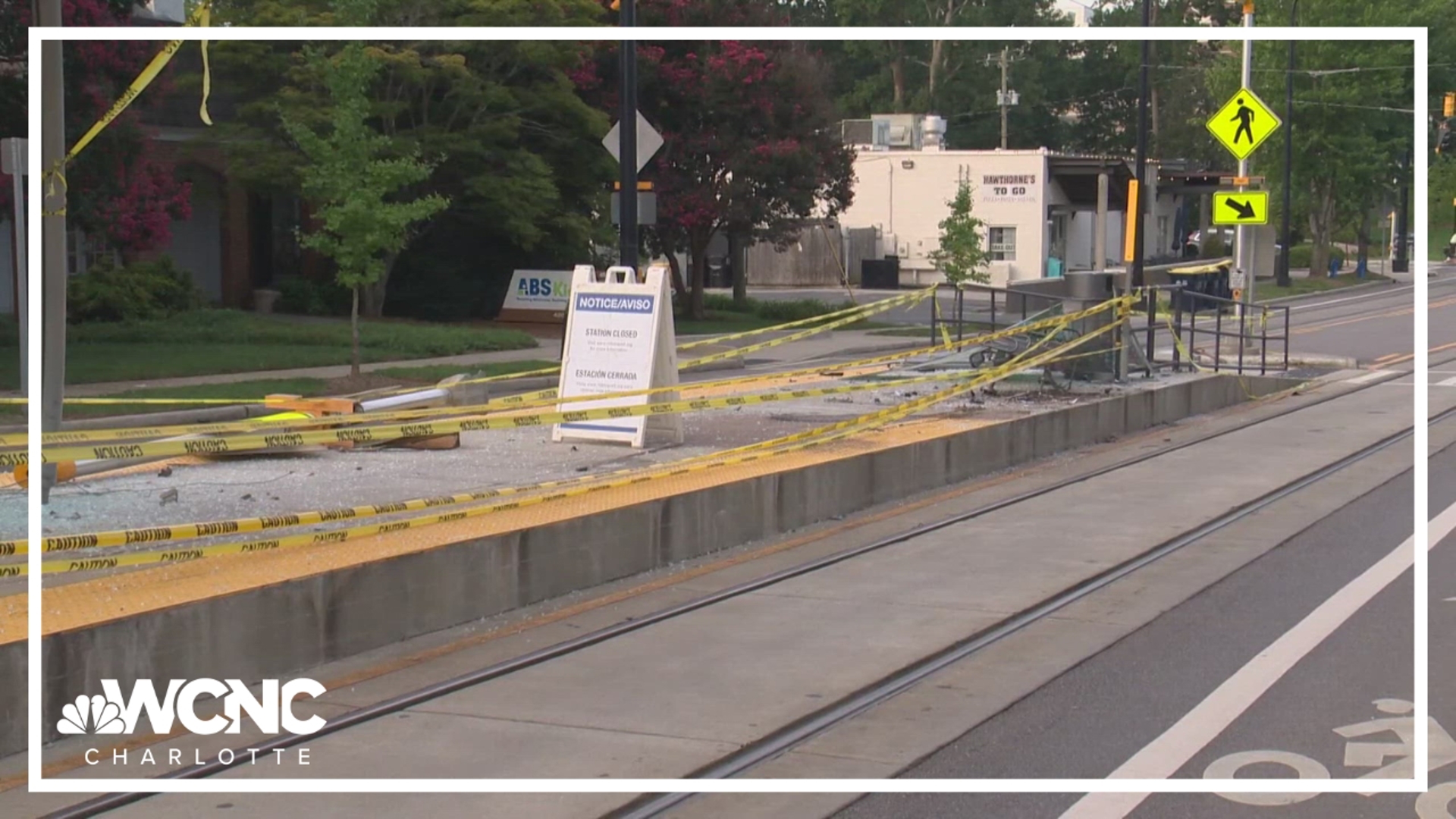 A Gold Line station in Charlotte's Elizabeth neighborhood was destroyed by a crash over the weekend, transit officials said.