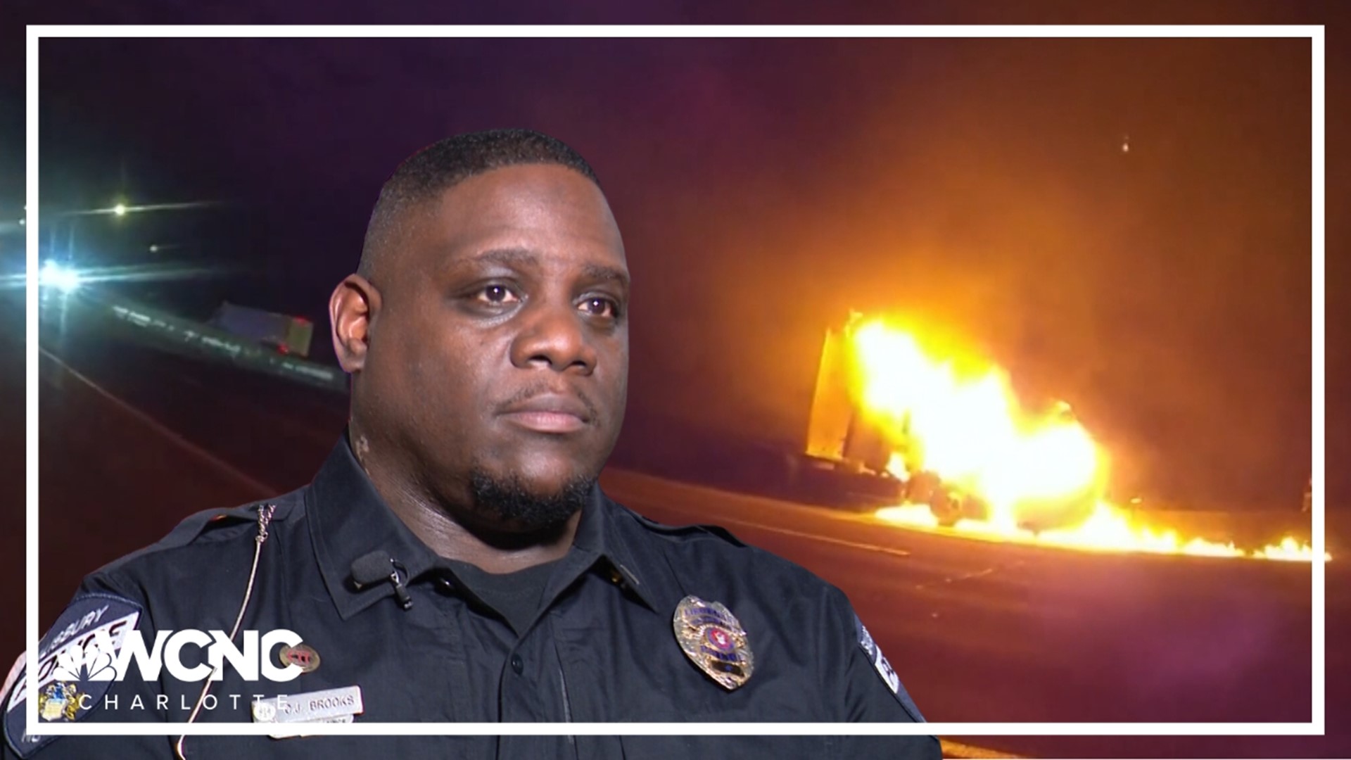 Lt. Corey Brooks pulled a man from a burning truck despite the danger to himself.