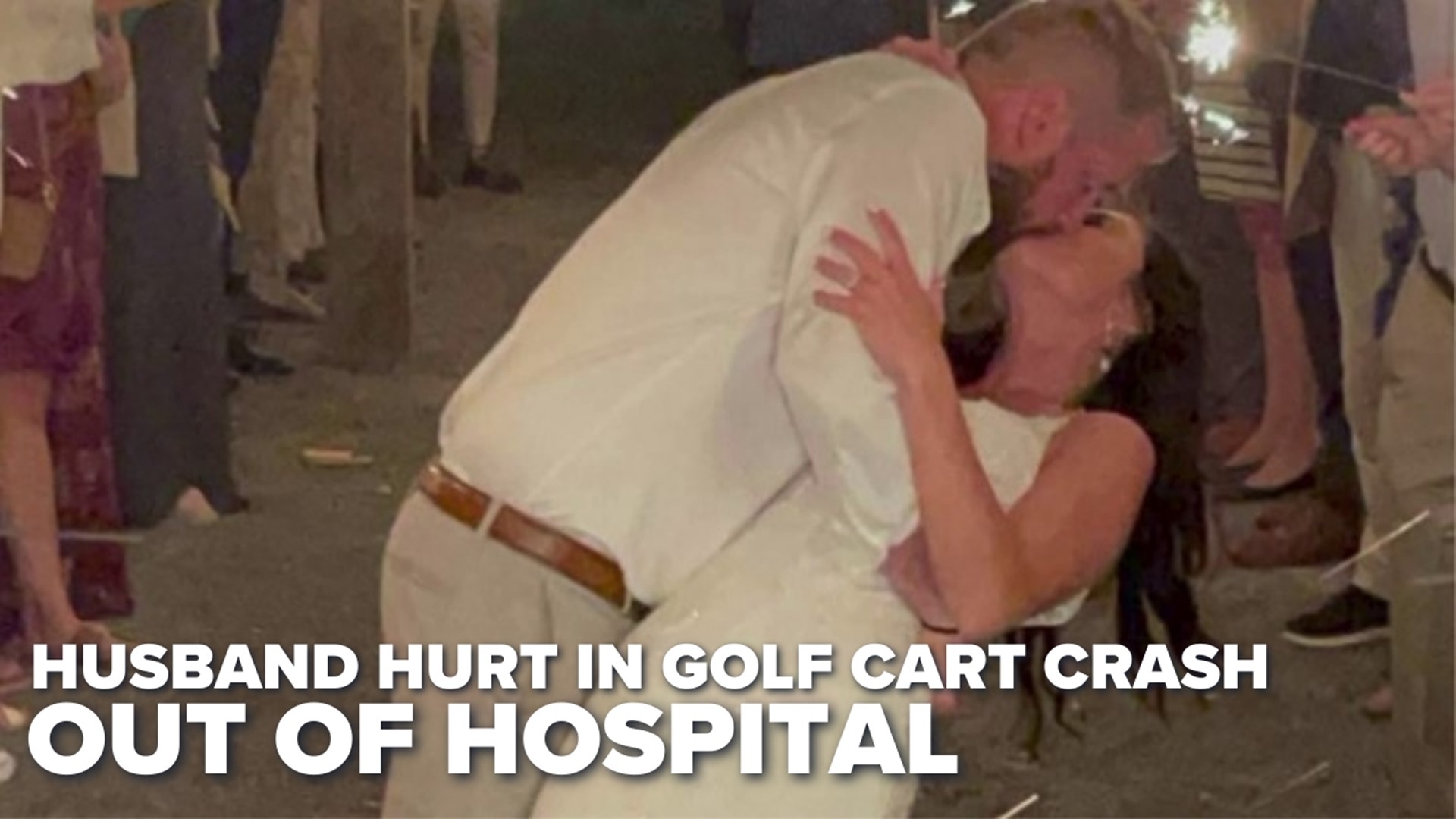 Aric Hutchinson suffered two broken legs, multiple broken bones in his face and brain injuries in a crash that killed his wife, Sam, hours after their wedding.