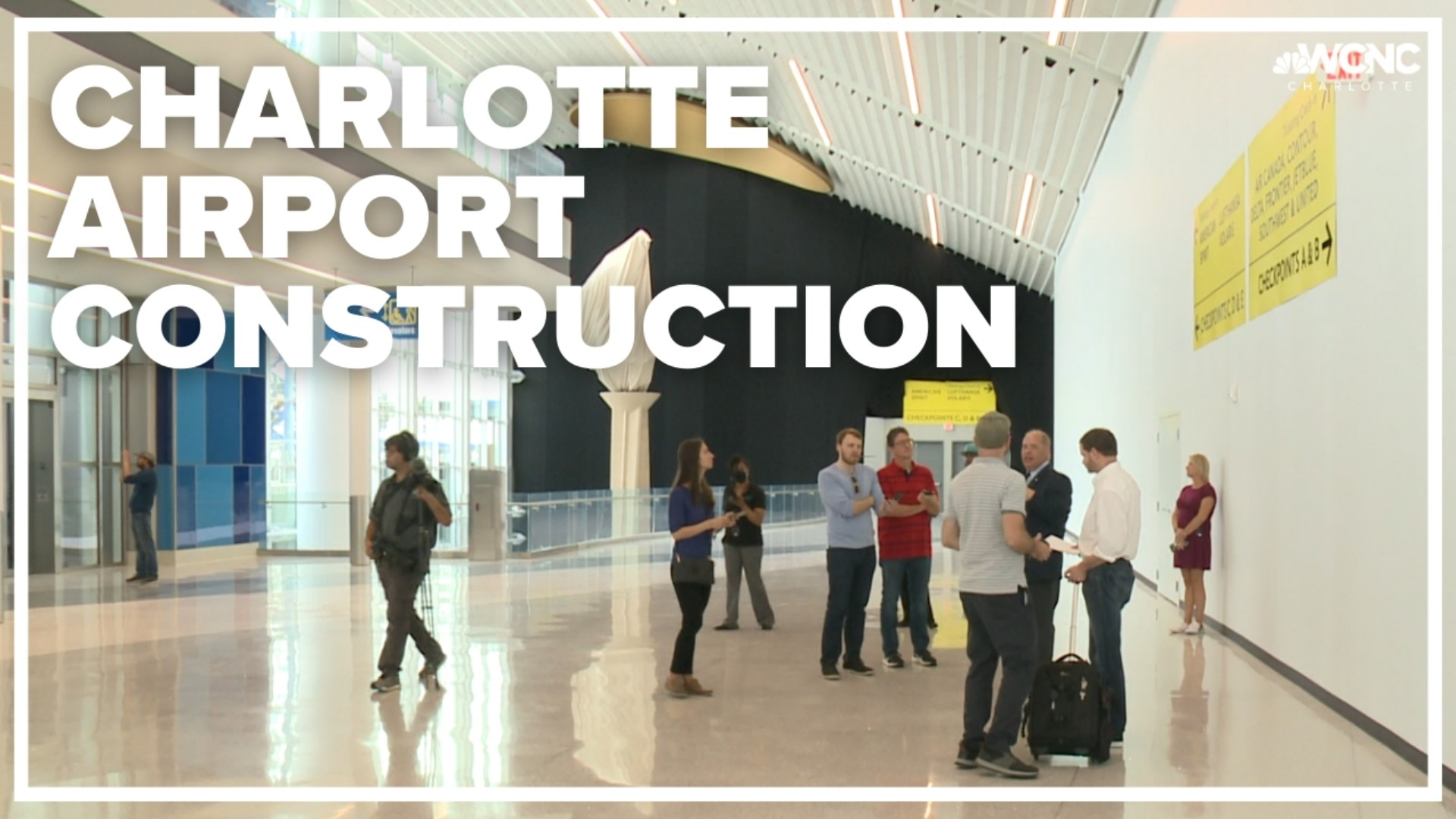 A section of the lobby, baggage claim and an underground tunnel between the hourly parking deck and terminal will open to the public next week.