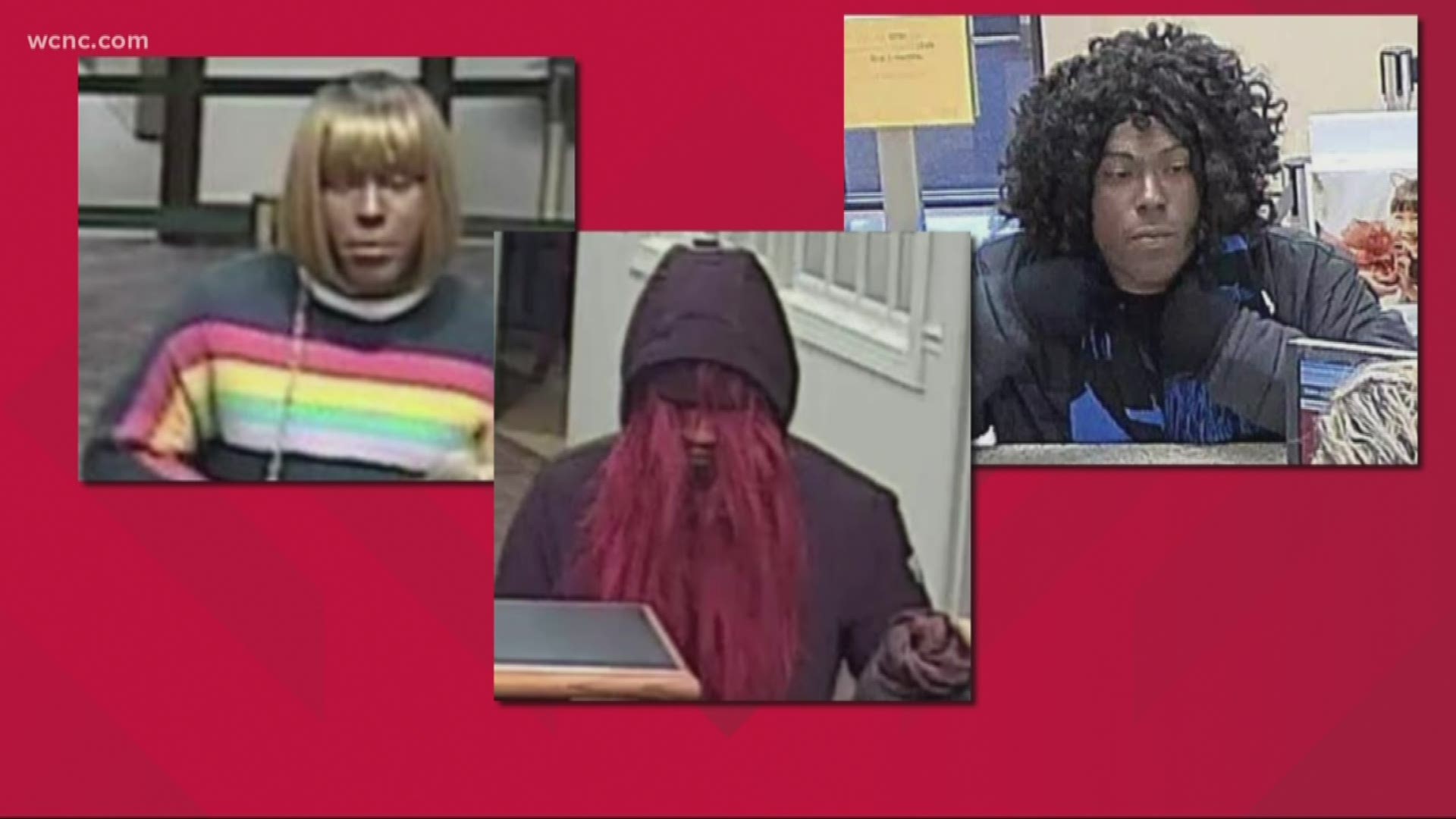 The suspect has been captured wearing a variety of wigs while committing bank robberies near Charlotte.