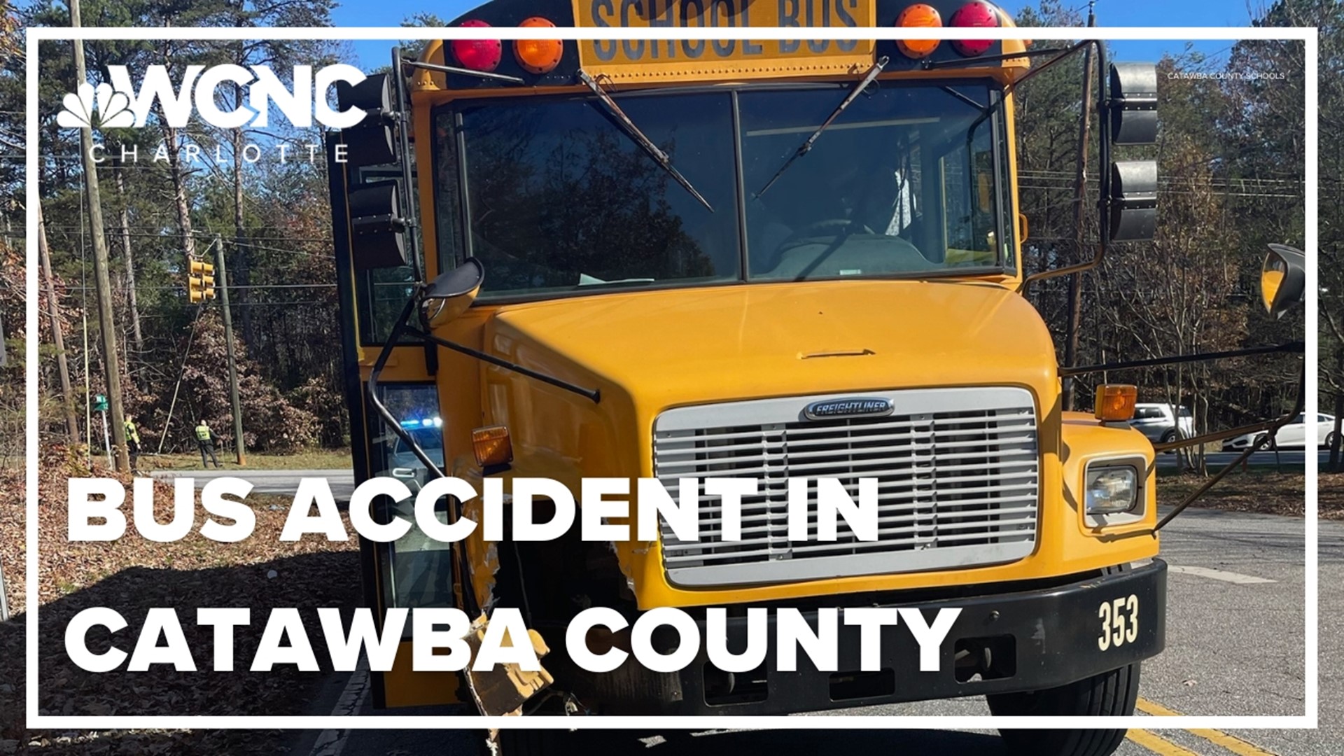 More than 60 kids and 4 teachers from Mountain View Elementary in Catawba County were on board a bus when it crashed into another car. All passengers are okay.