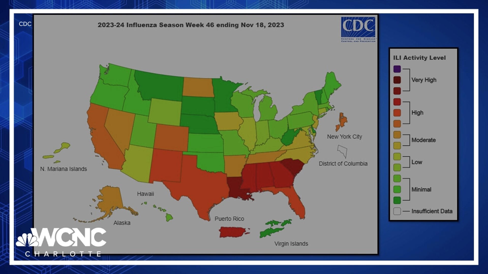 New numbers from the CDC show South Carolina has some of the highest case counts of respiratory illness in the country.