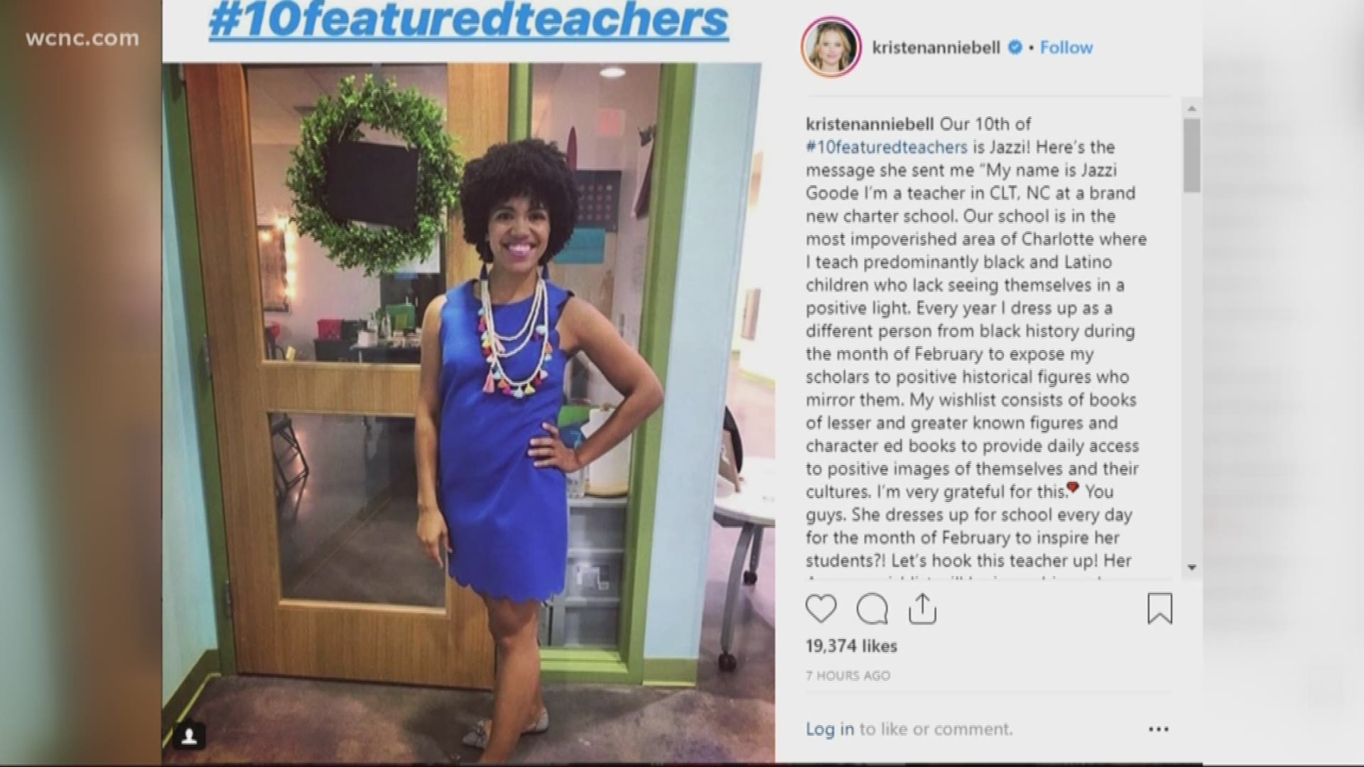 Actress Kristen Bell is reaching out to teachers across America to help with their most pressing needs.