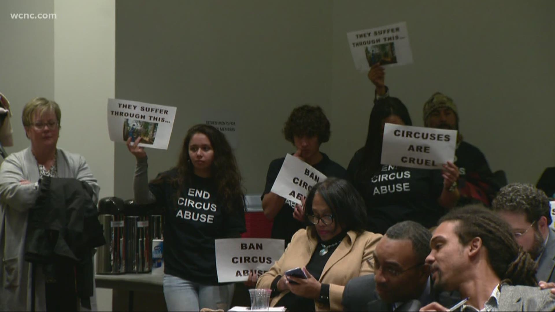 City leaders have been considering this amid discussions of animal cruelty for circus animals. Protestors were standing by as the topic came up.