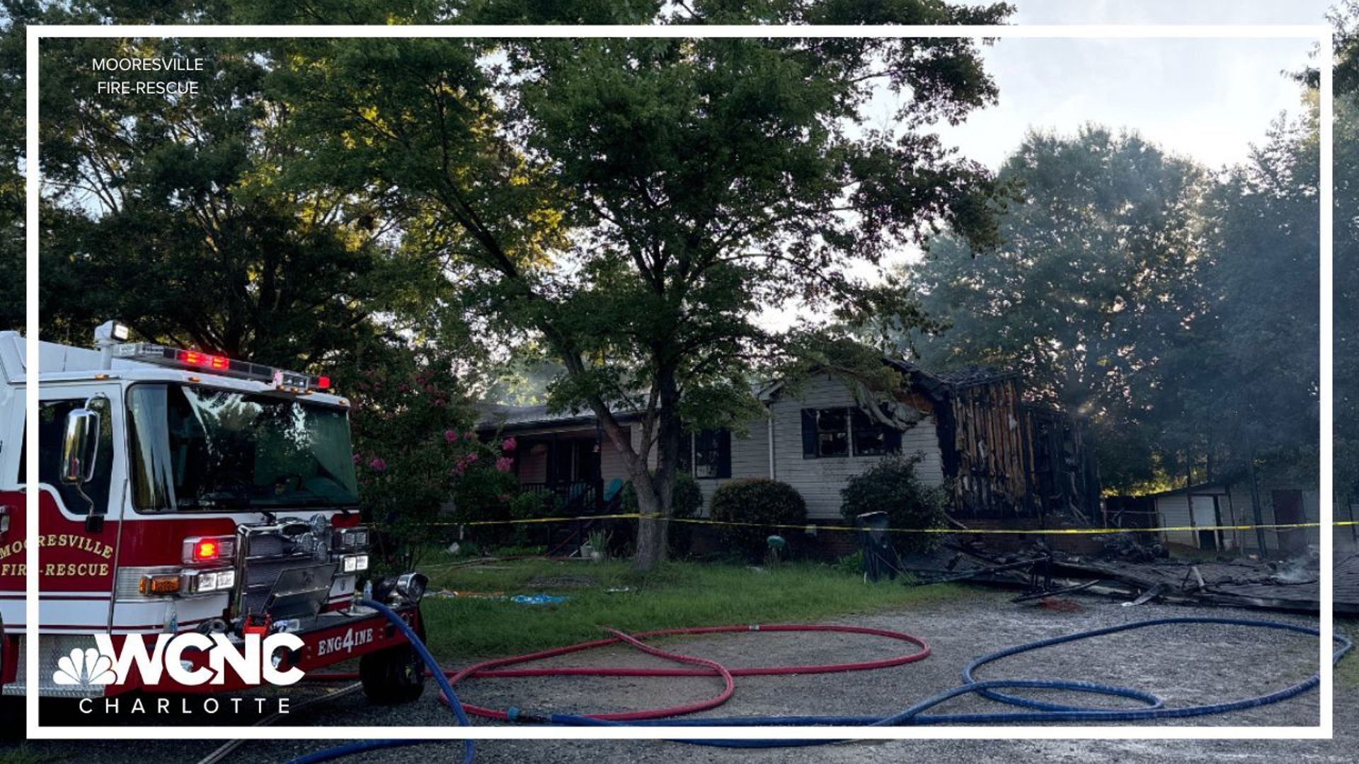 Two firefighters were injured and several pets died in a house fire in Mooresville early Thursday, officials said.