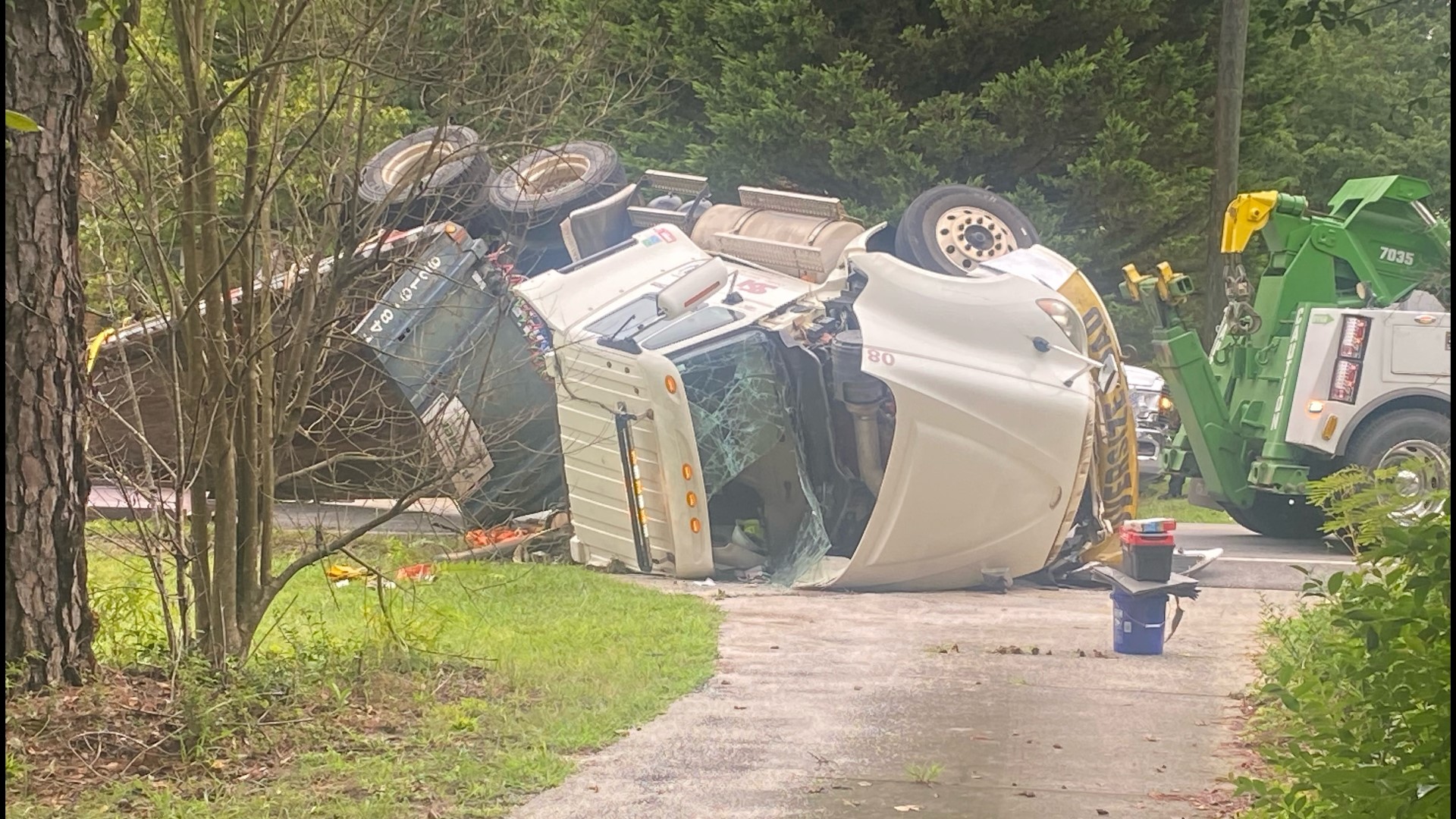 Video of overturned 18-wheeler in Gaston County. Courtesy: Emily Tucker