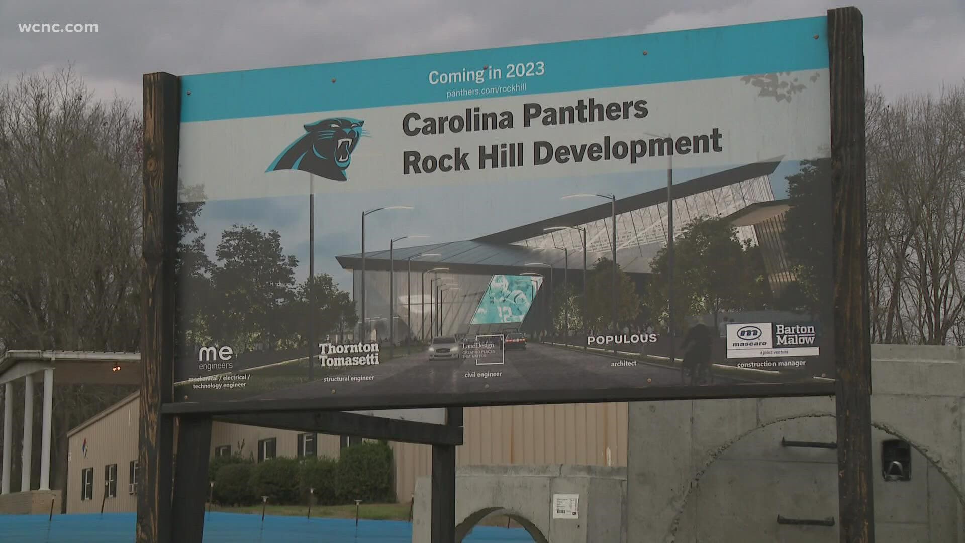 Construction on the new Carolinas Panthers training facility in Rock Hill, South Carolina is being "paused," WCNC Charlotte has independently confirmed.
