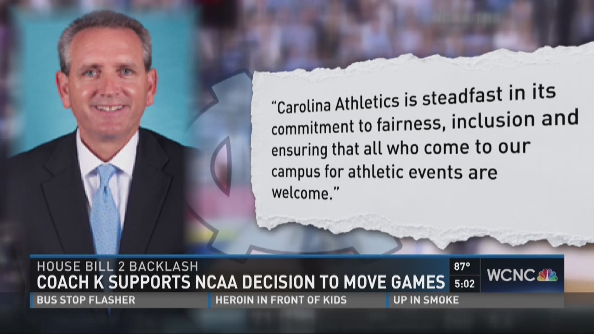 NCAA pulls tournament games out of North Carolina as a result of House Bill Two.