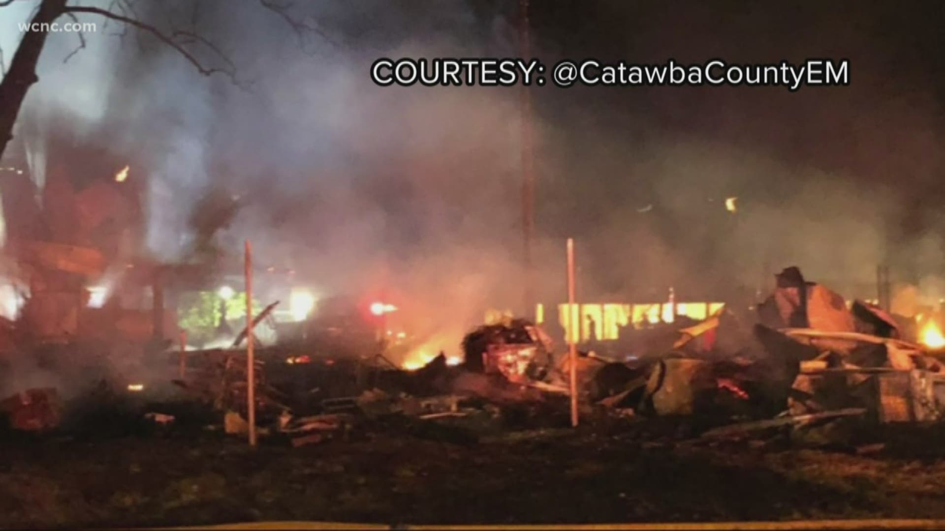 Number cabins were destroyed at a historic campground in Catawba County Sunday night.