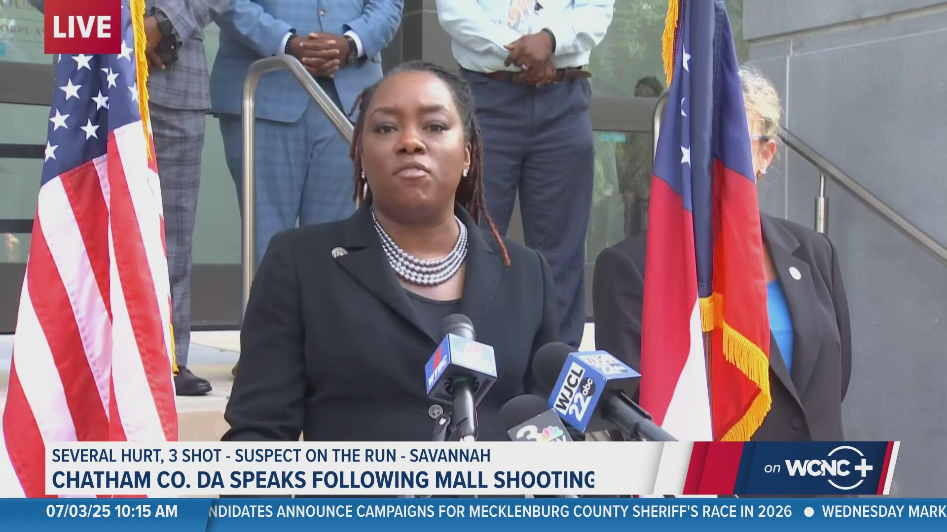 The suspect is still on the run following a mass shooting at a mall in Georgia. 