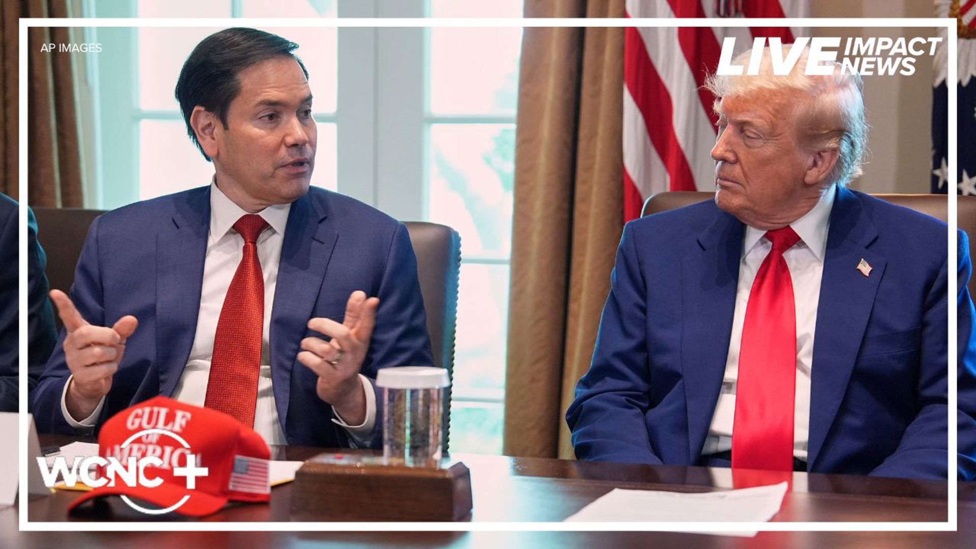 President Donald Trump holds a portion of his cabinet meeting on-camera at the White House.