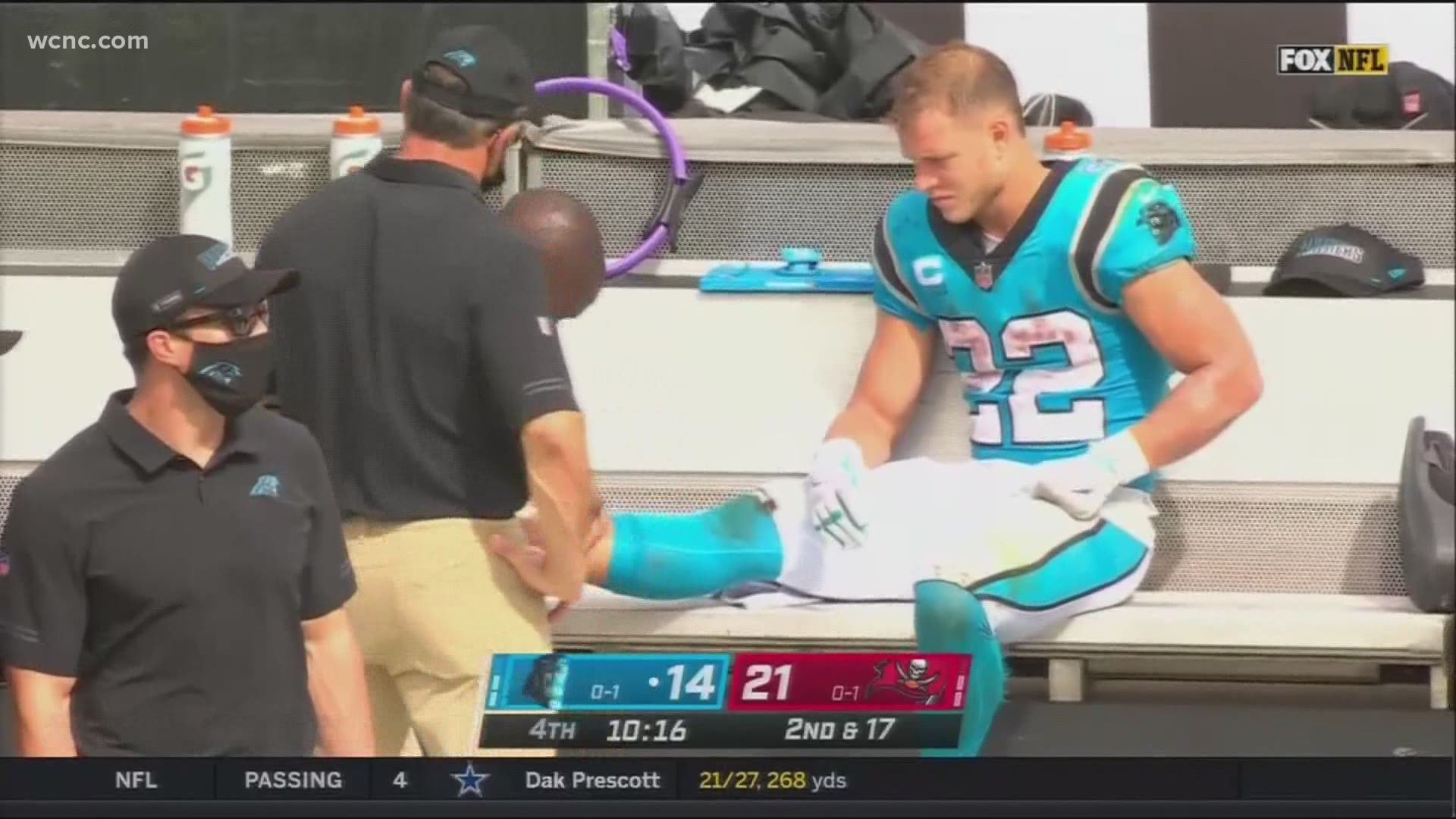 Carolina Panthers running back Christian McCaffrey will have an MRI on his ankle, according to a report from NFL Network's Ian Rapoport.
