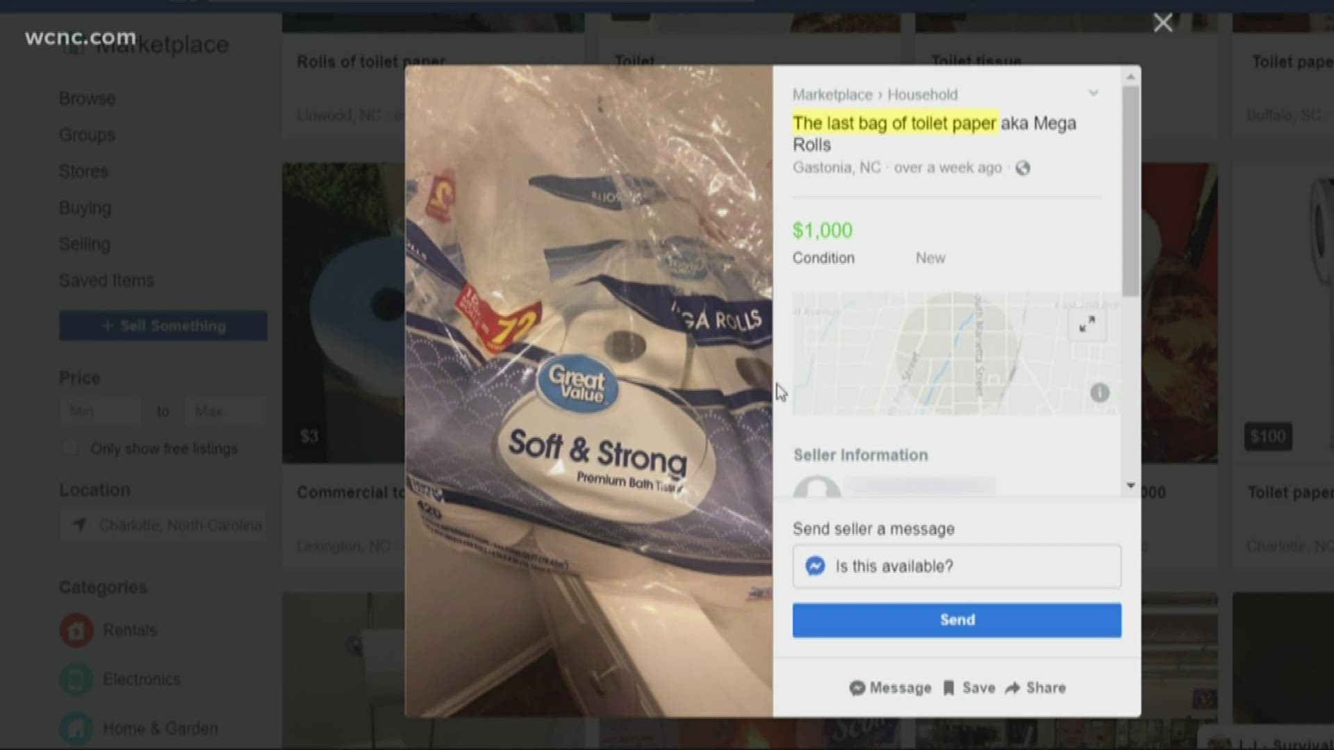 Toilet paper, hand sanitizer and wet wipes have been spotted online, being sold for far more than they should cost.