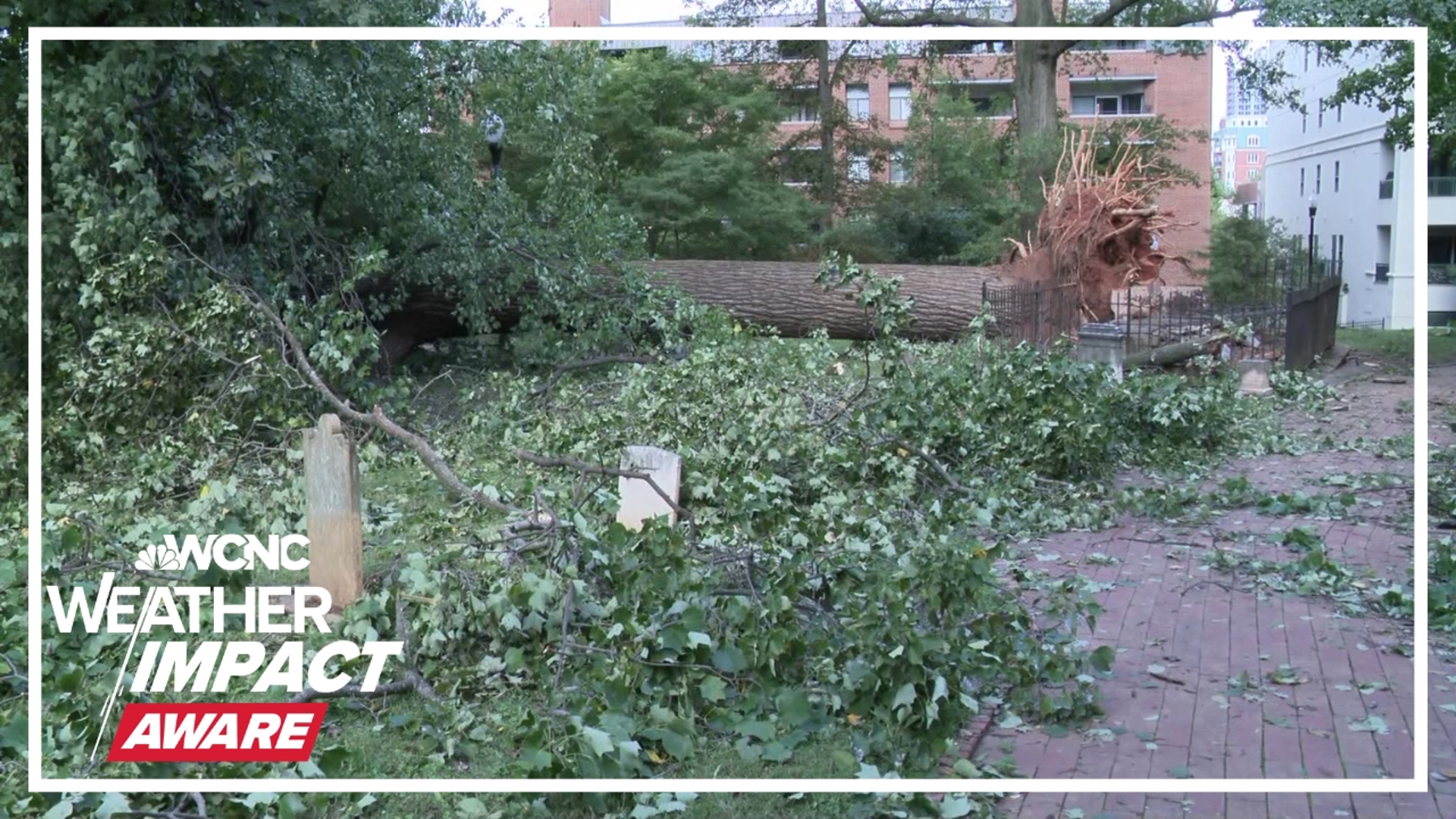 A historic cemetery, more than 250 years old, was severely hit by Helene.