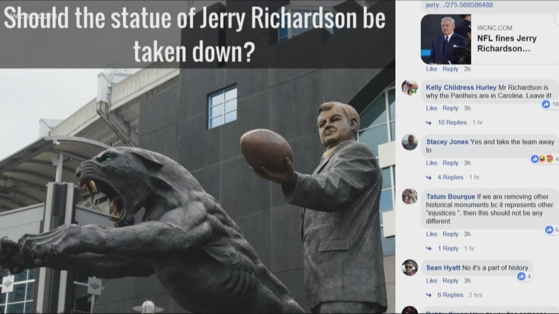 Jerry Richardson: Carolina Panthers remove statue of former team owner