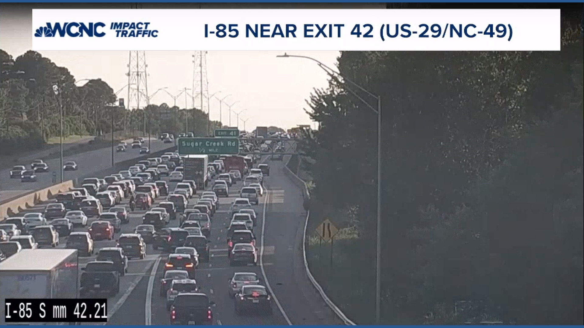 Lanes reopened after crash closed I-85S in northeast Charlotte