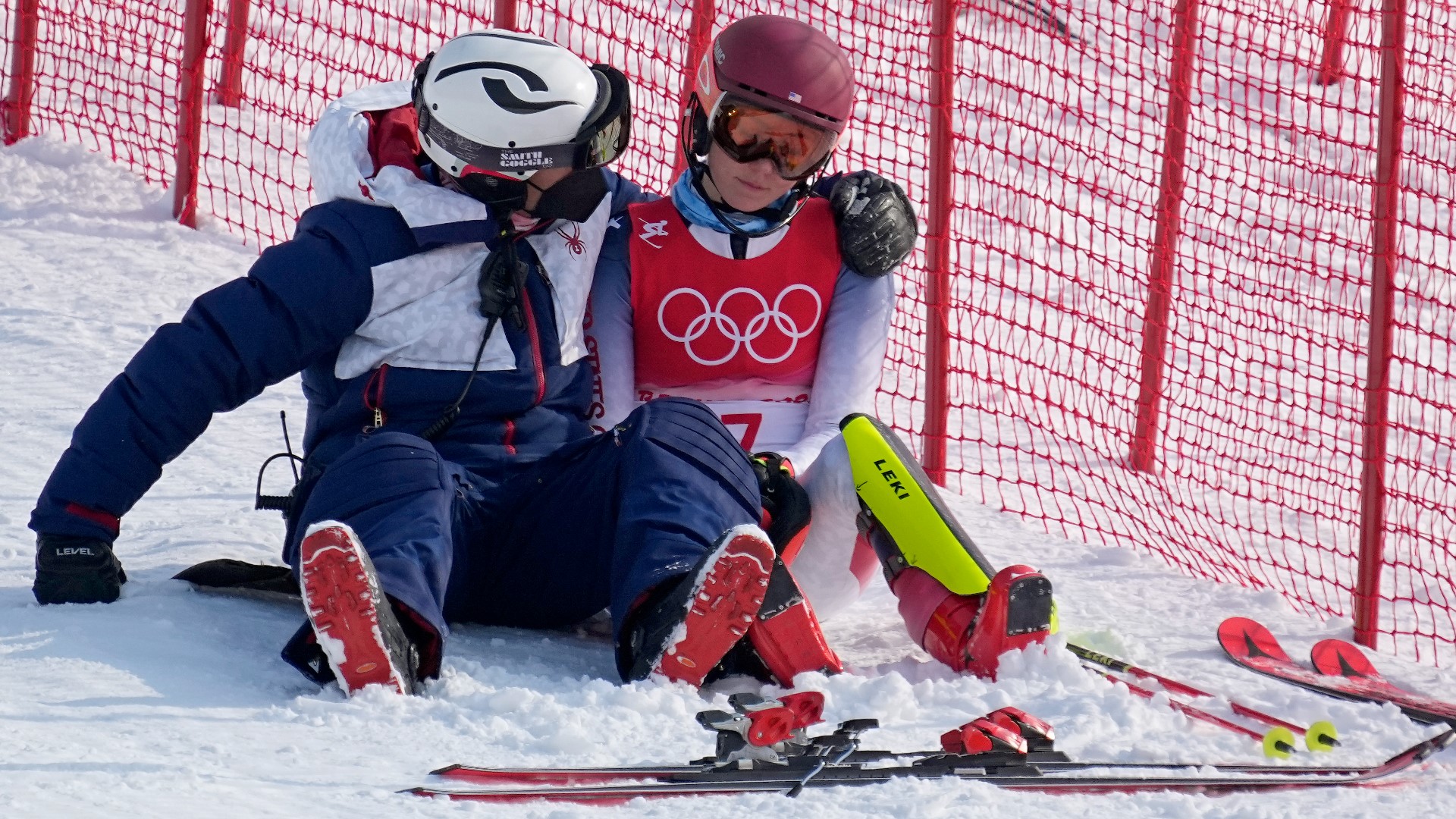 Just like in her first event of these Olympics, the giant slalom, the American racer was done for the day within a matter of seconds.