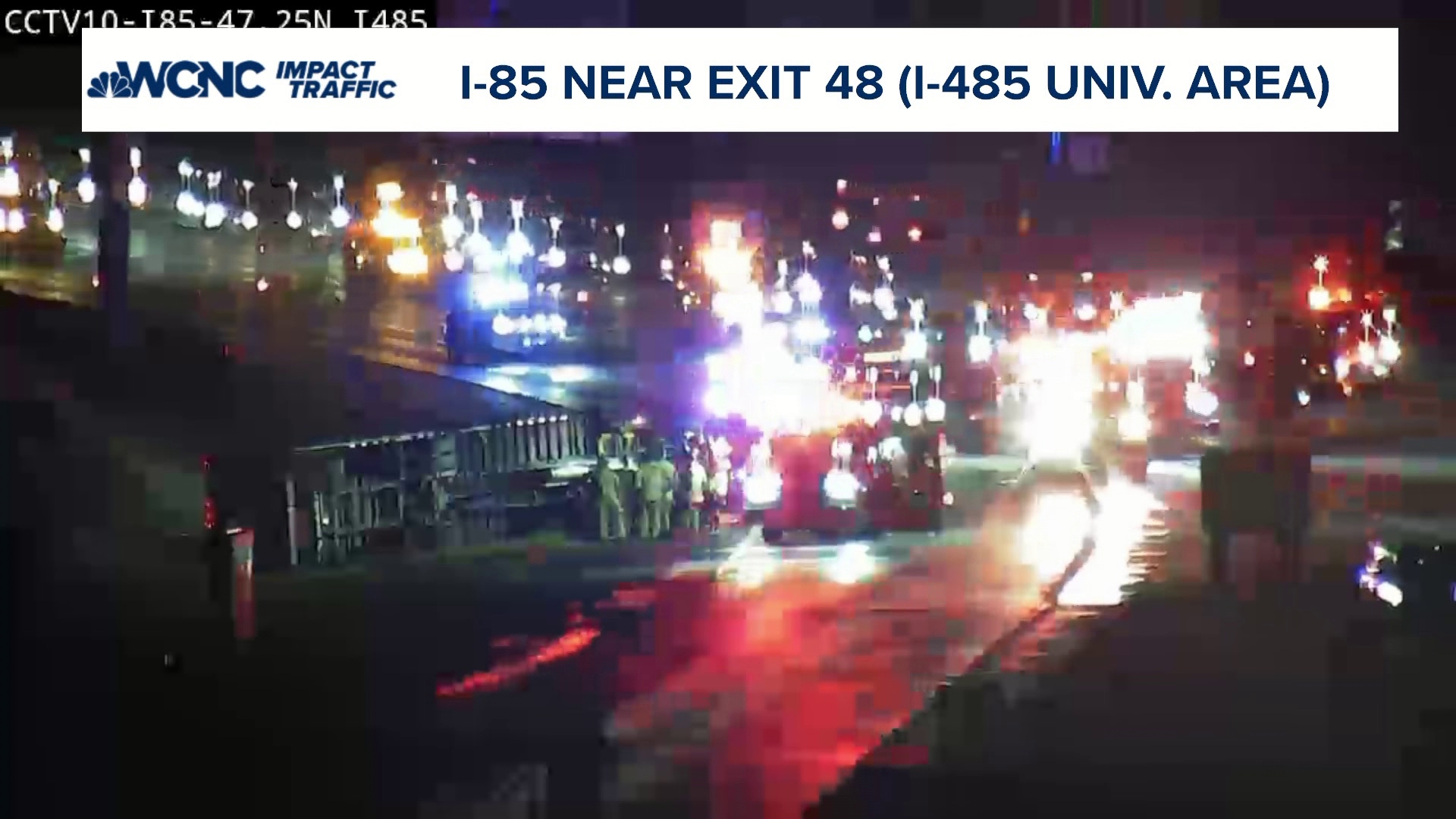 Lanes blocked Wednesday night on I-85 near University area of Charlotte ...