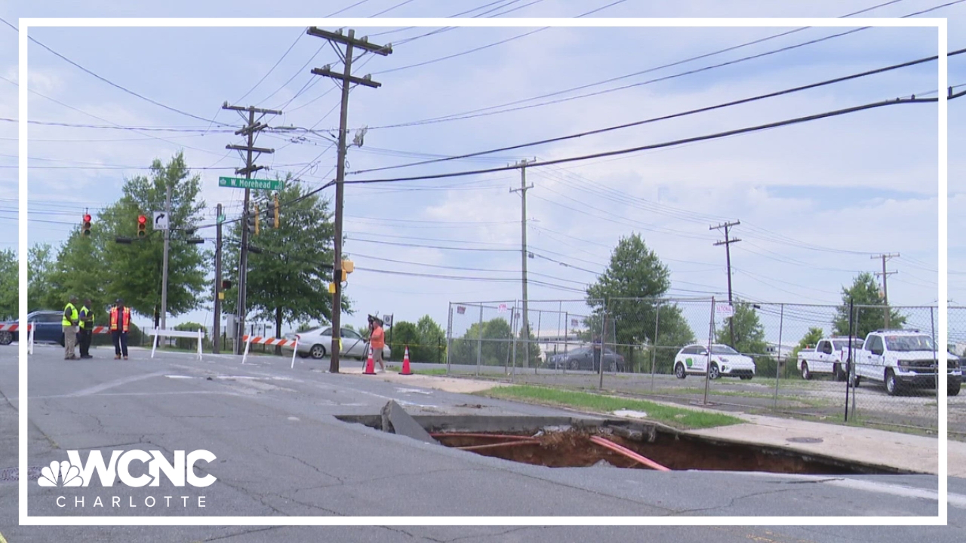 Water has been restored to the block, but the road will remain closed until further notice, Charlotte Water said Tuesday.