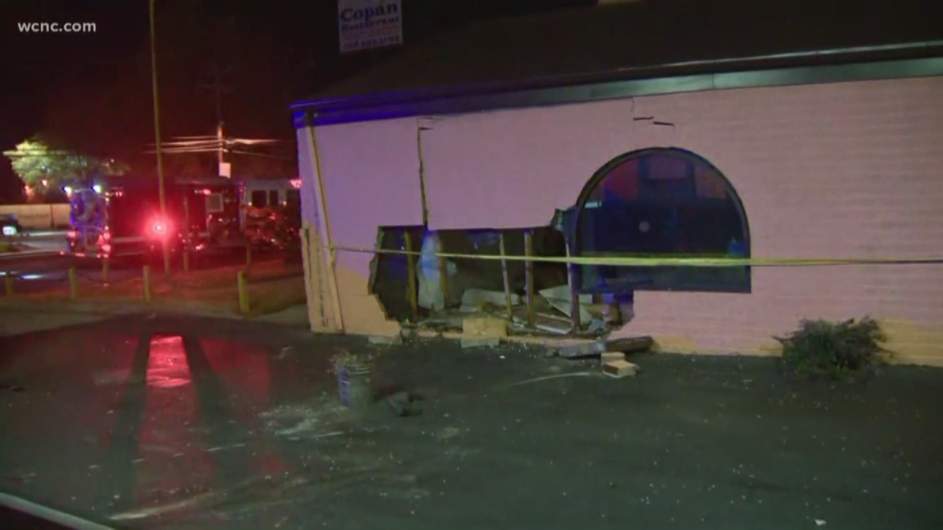 Charlotte-Mecklenburg Police said a car hit another vehicle in the drive-thru at Captain D's, then crashed into the neighboring Copan Restaurant.