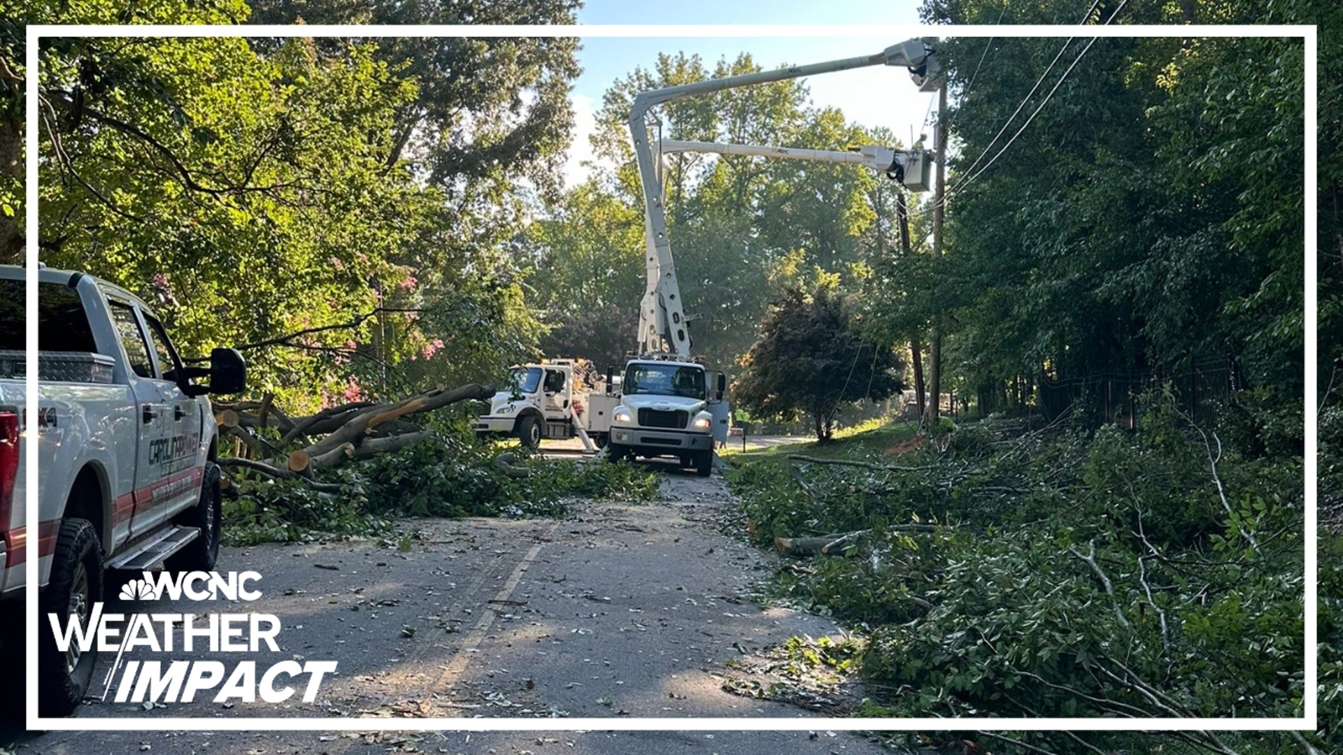 Weekend storms caused a tree to fall on a structure. Trees also blocked some roads in the area.