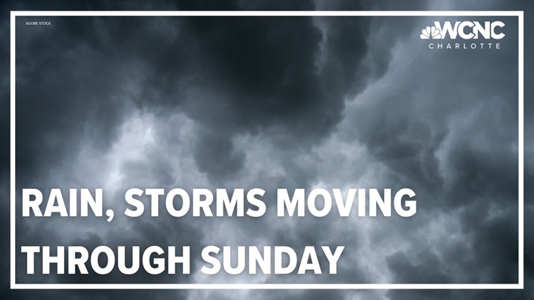 Scattered thunderstorms moving through Sunday