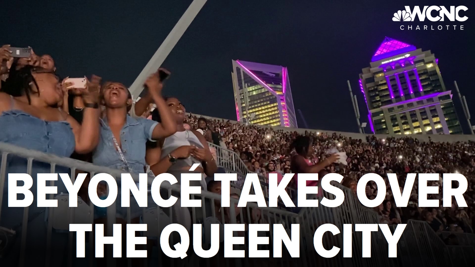 Thousands of peopled buzzed into Uptown Charlotte and Beyoncé turned Bank of America Stadium into a BeyHive.