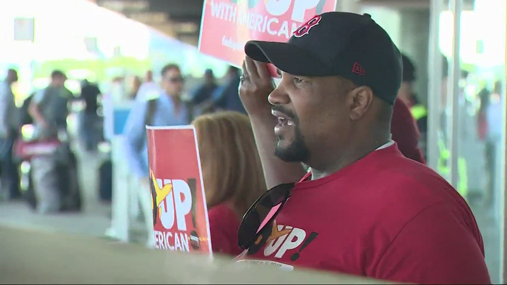 Workers who provide airline meals protested outside Charlotte Douglas Airport Sunday morning, saying airlines make billions but they barely make a living wage.