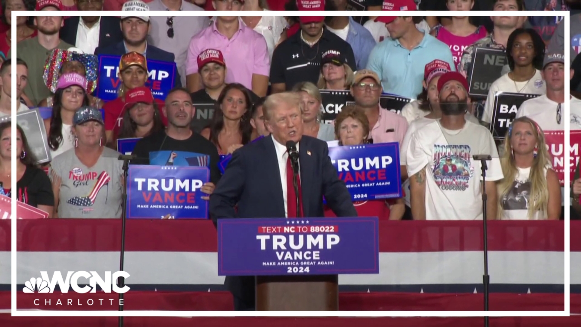 Thousands of supporters from across the South traveled to Bojangles Coliseum on Wednesday to hear from former President Donald Trump.