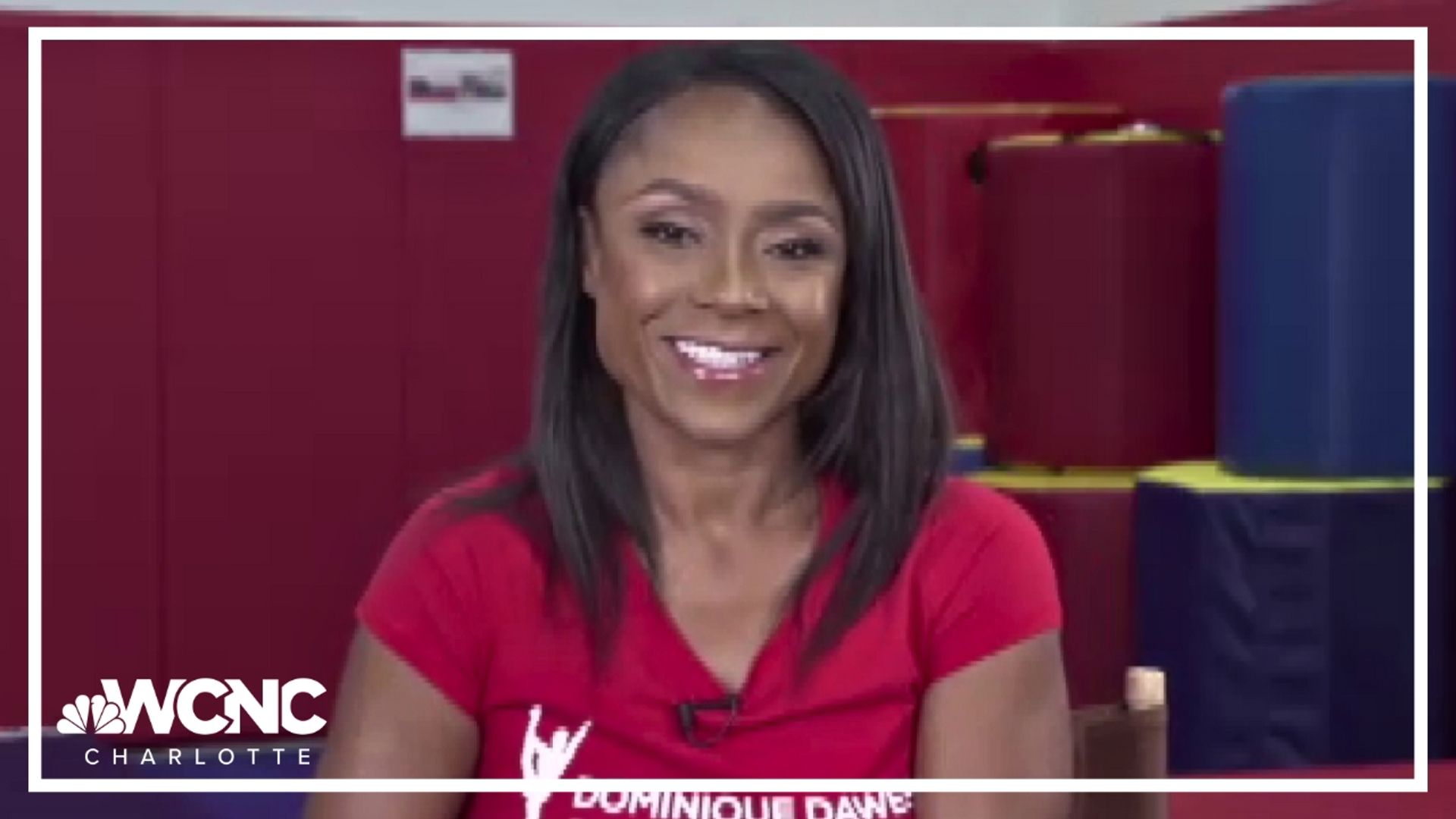 WCNC Charlotte's Ashley Stroehlein speaks to Dominque Dawes, a member of the Magnificent Seven, the first women's gymnastics team to win the team gold medal.