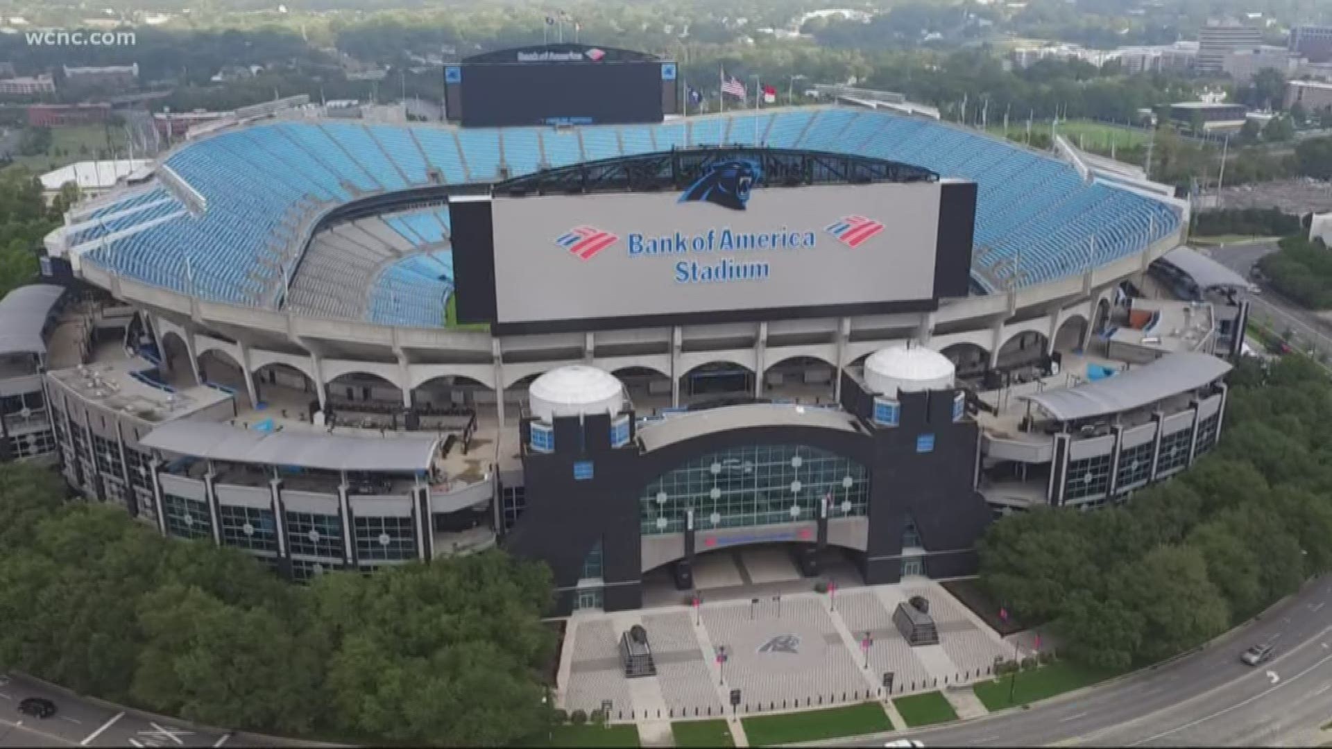Work is getting underway at Bank of America Stadium to make way for the new MLS team. County records show a building permit was issued for the stadium.