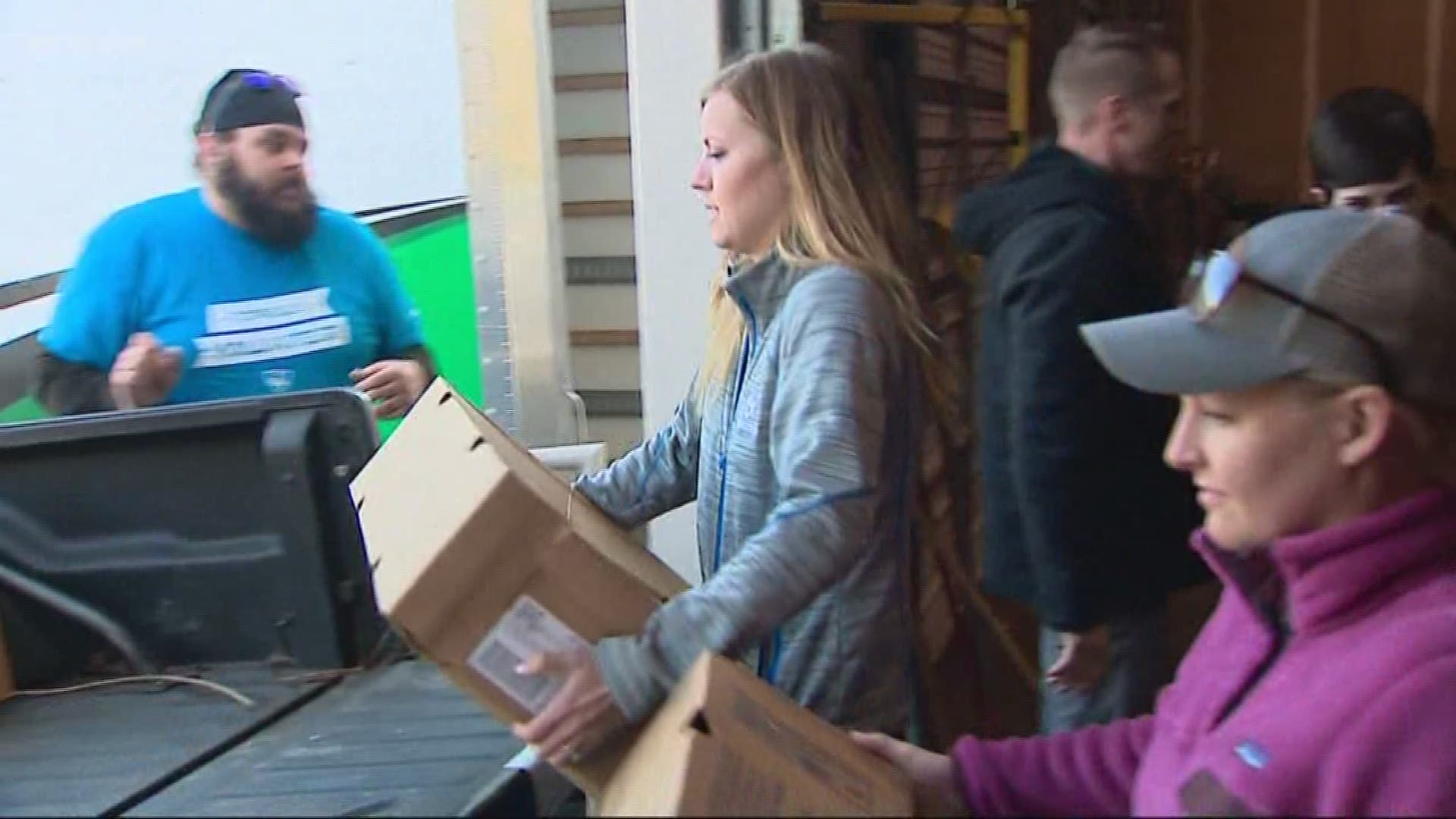 Local volunteers delivered 500 turkeys to Loaves and Fishes, to make sure all their clients have a Thanksgiving meals.
