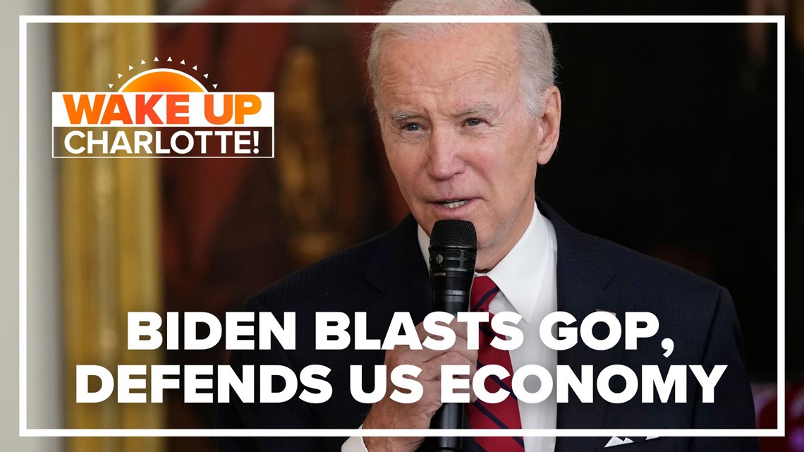 Biden defends US economy in speech, blasts Republicans