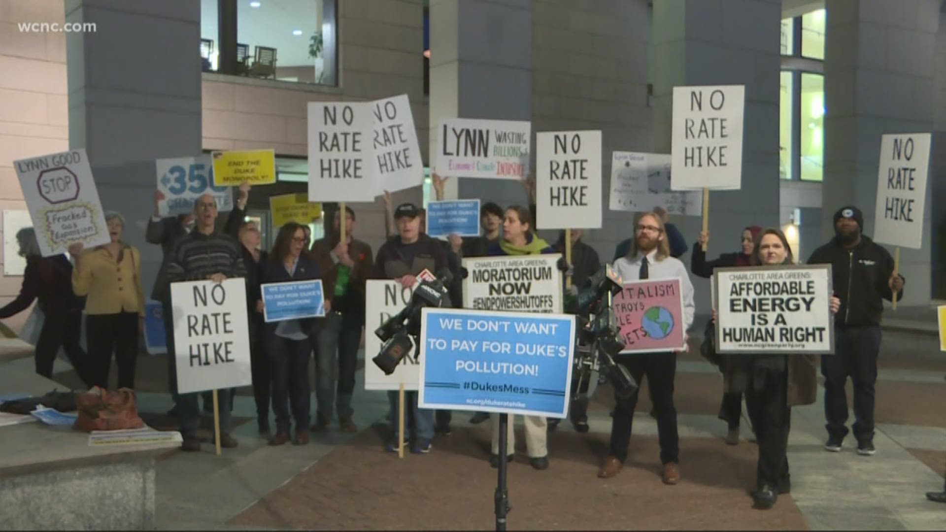 Protesters gathered Thursday to sound off against Duke Energy's plan to raise rates on power bills.