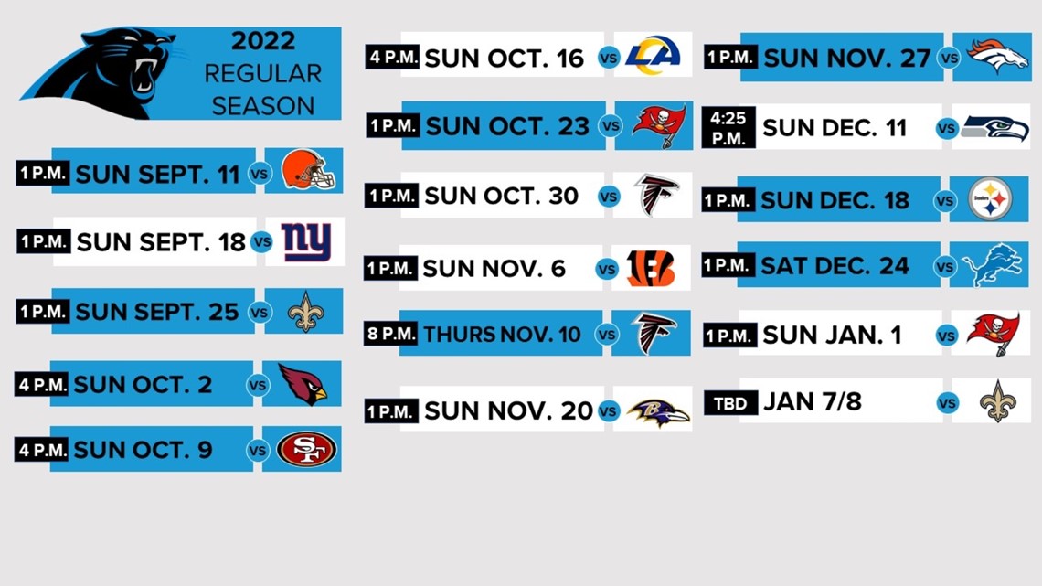 nfl schedule for carolina panthers