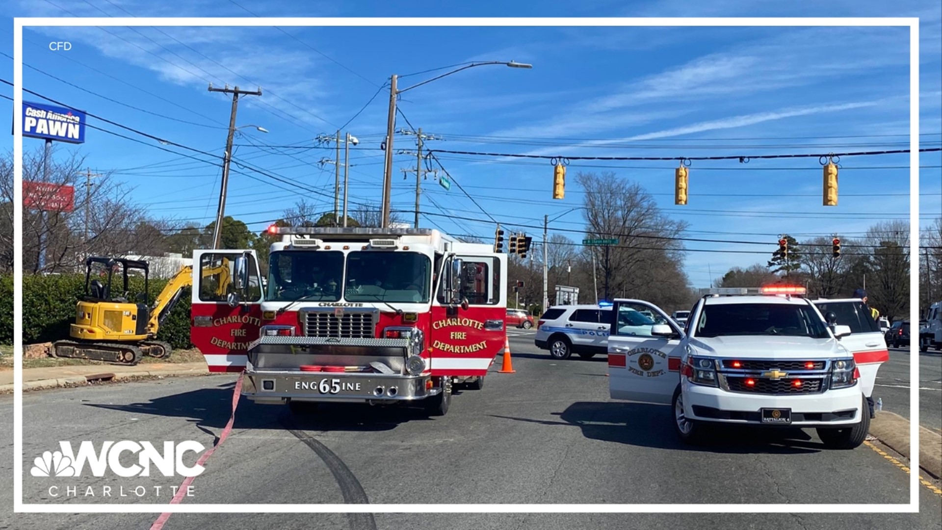 Part of Albermarle road is closed after a gas line was cut. The area impacted is near North Sharon Amity Road and Diftwood Drive