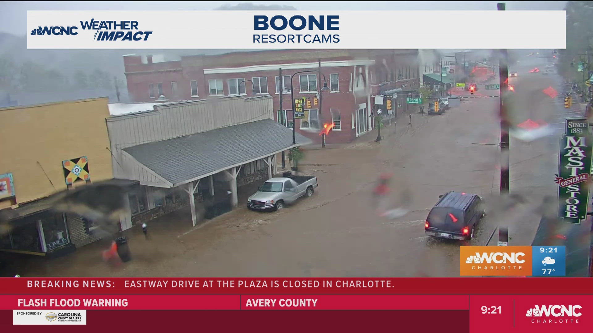 King Street in downtown Boone saw heavy flooding Friday morning as Tropical Storm Helene brought heavy rain to the North Carolina mountains.